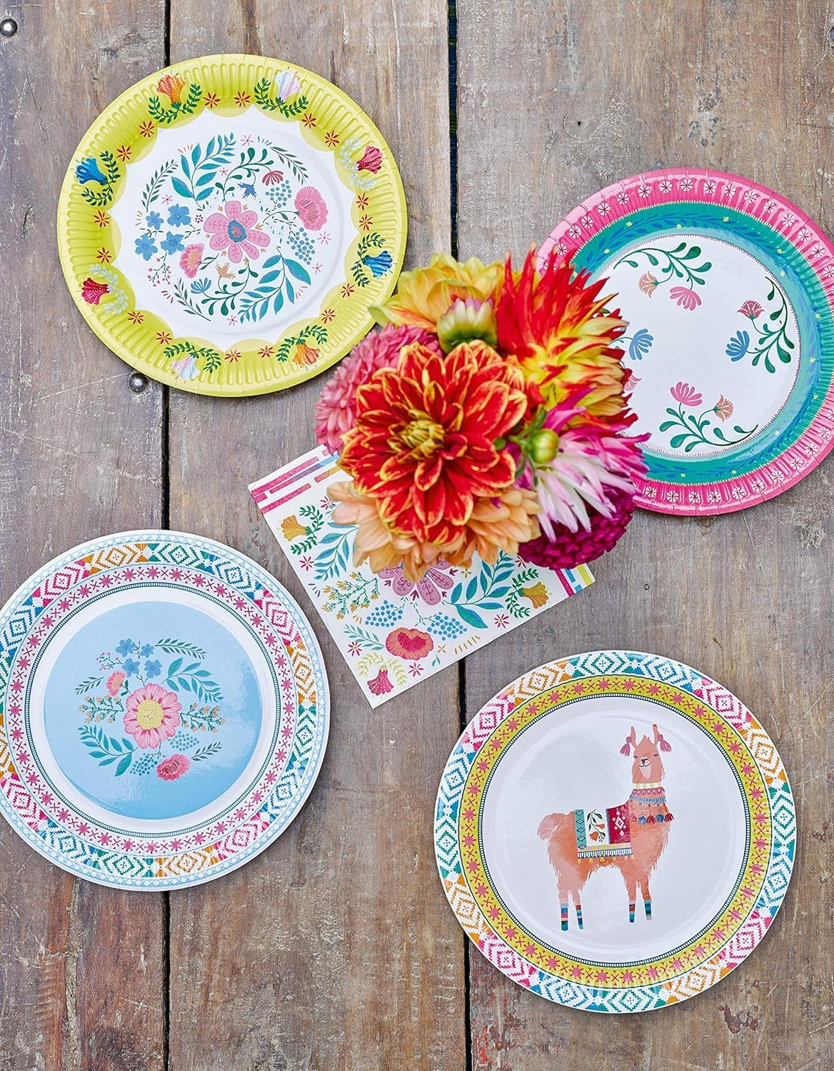 Talking Tables Colorful Floral Paper Plates Disposable Tableware, Great for Afternoon Tea Party Table Decorations| Festival, Picnic, Kids Encanto Themed Birthday Party 9&rdquo;, Pink Blue Yellow, Pack of 12