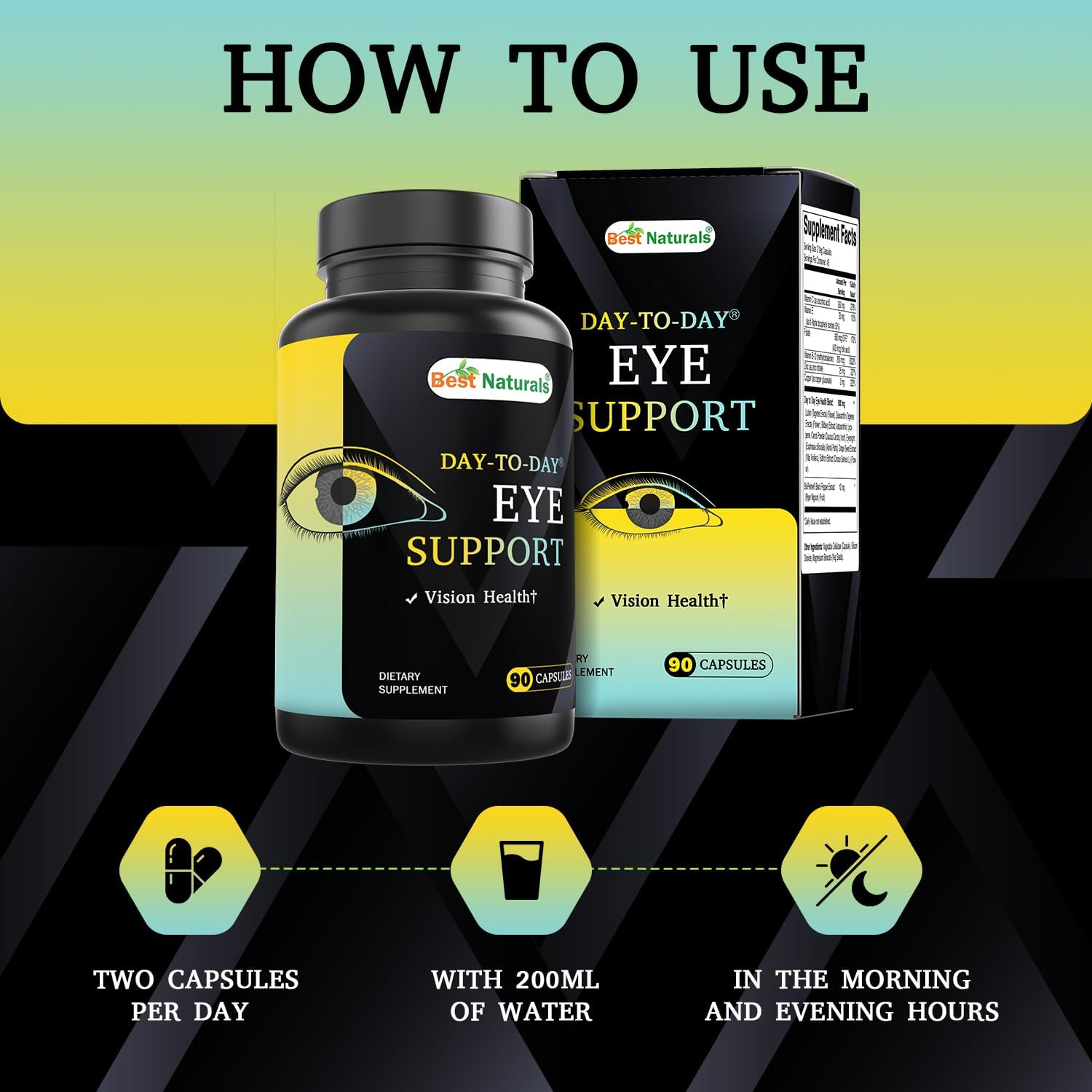 Best Naturals Day-To-Day Eye Support with Lutein, Zeaxanthin, Bilberry Extract, Astaxanthin, Lycopene, Carrot Powder 90 Veg Capsules image number 3