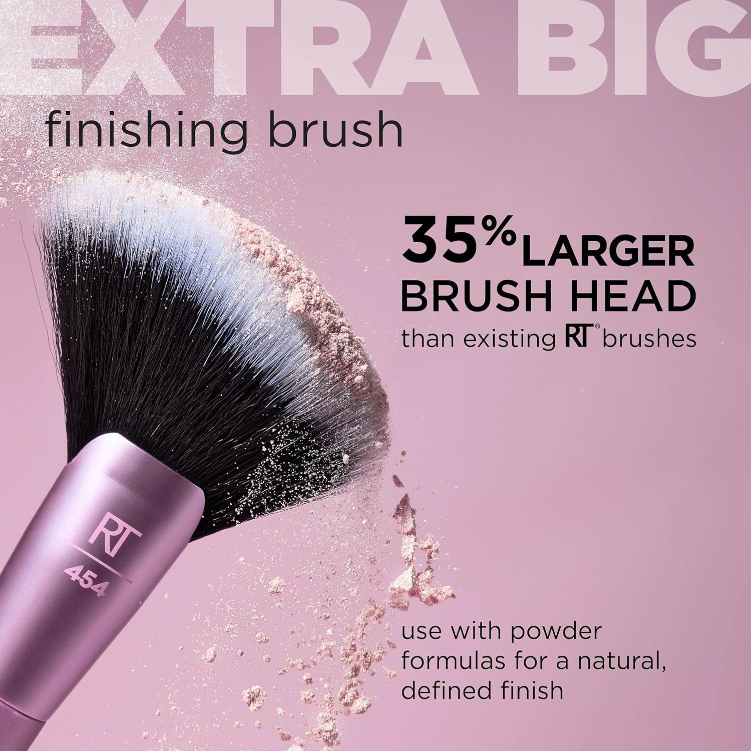 Real Techniques Extra Big Finishing Brush, Large Makeup Brush for Powder Bronzer, Highlight, & Contour, XL Fan Brush for Quick Application, Stocking Stuffer, Cruelty-Free, Synthetic Bristles, 1 Count image number 4