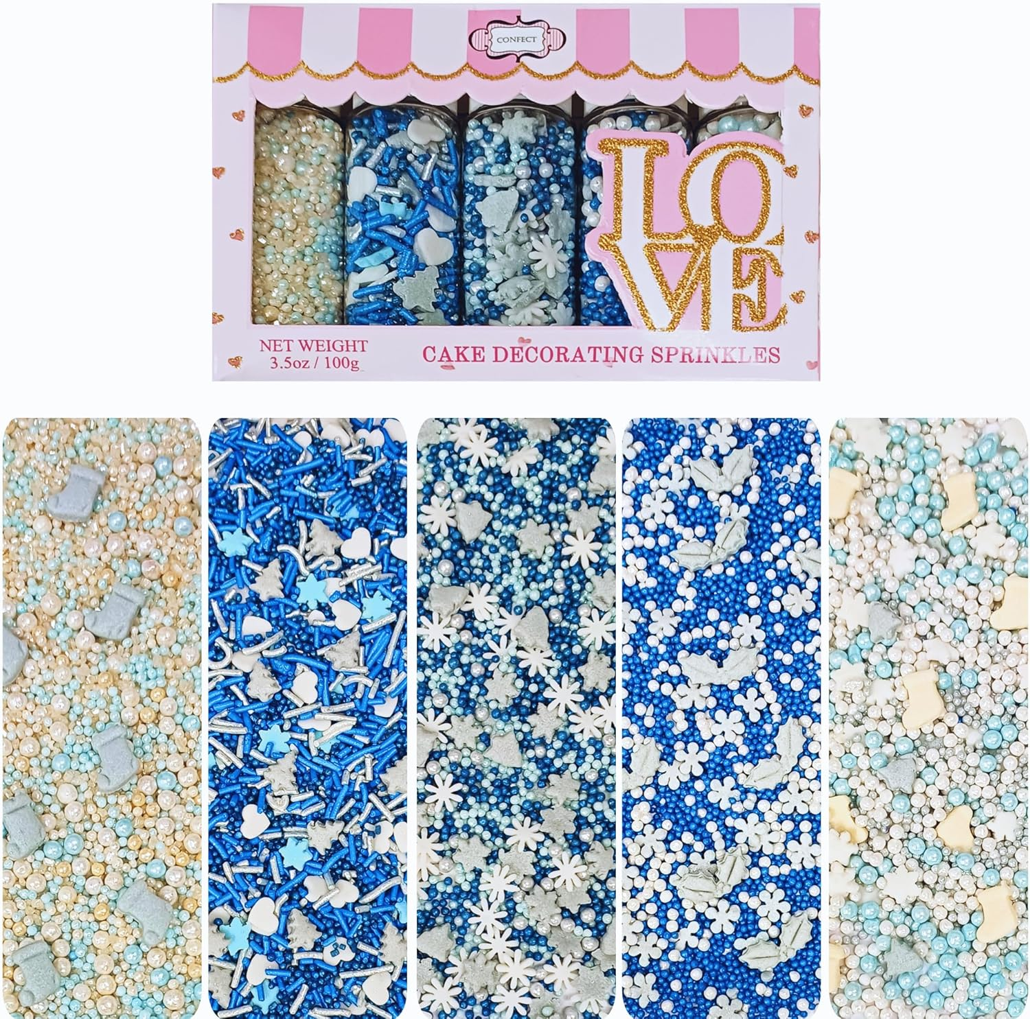 Confect Christmas Sprinkles | Sprinkles for Baking & Cake Decorative | Cookie Sprinkles| Dessert Decorating Sprinkles - 3.5 Oz (New-Cc-Sprinkles-28) - New-Cc-Sprinkles-25 image number 2