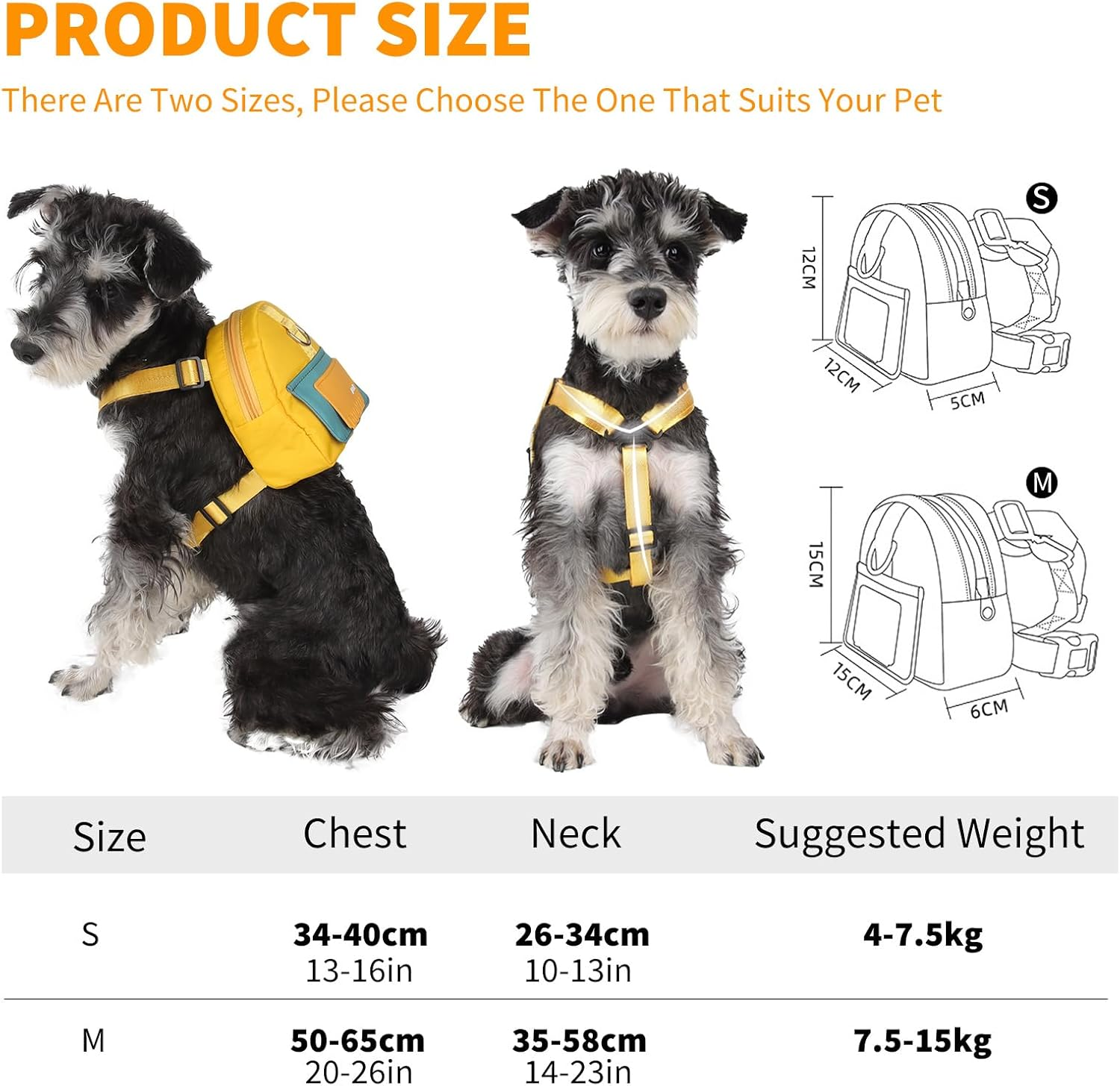 PETCUTE Dog Backpack Harness for Dogs, Dog Backpack with Lead, Pet Harness with Waste Bag Dispenser, Dog Saddle Bag, Adjustable Puppy Harness Backpack for Hiking Training and Daily Walking image number 2