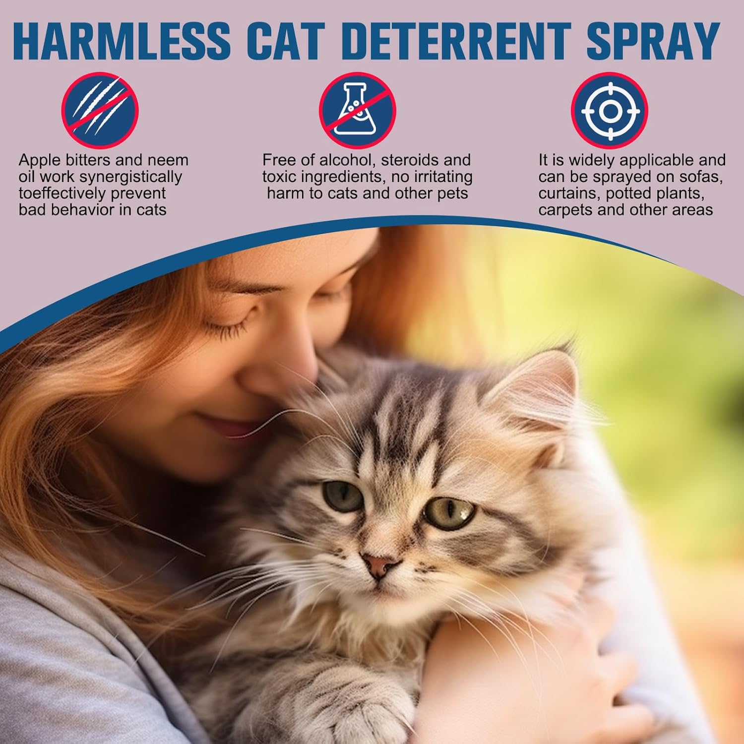 Dawvohk Cat Deterrent Spray, Natural Non-Scratch Spray, Non-Toxic Alcohol Free Formula, Safe Indoor & Outdoor Training Aid, for Dogs and Kittens, Curtains, Furniture, Sofas, Cushions, 120Ml/Pc (1PCS)