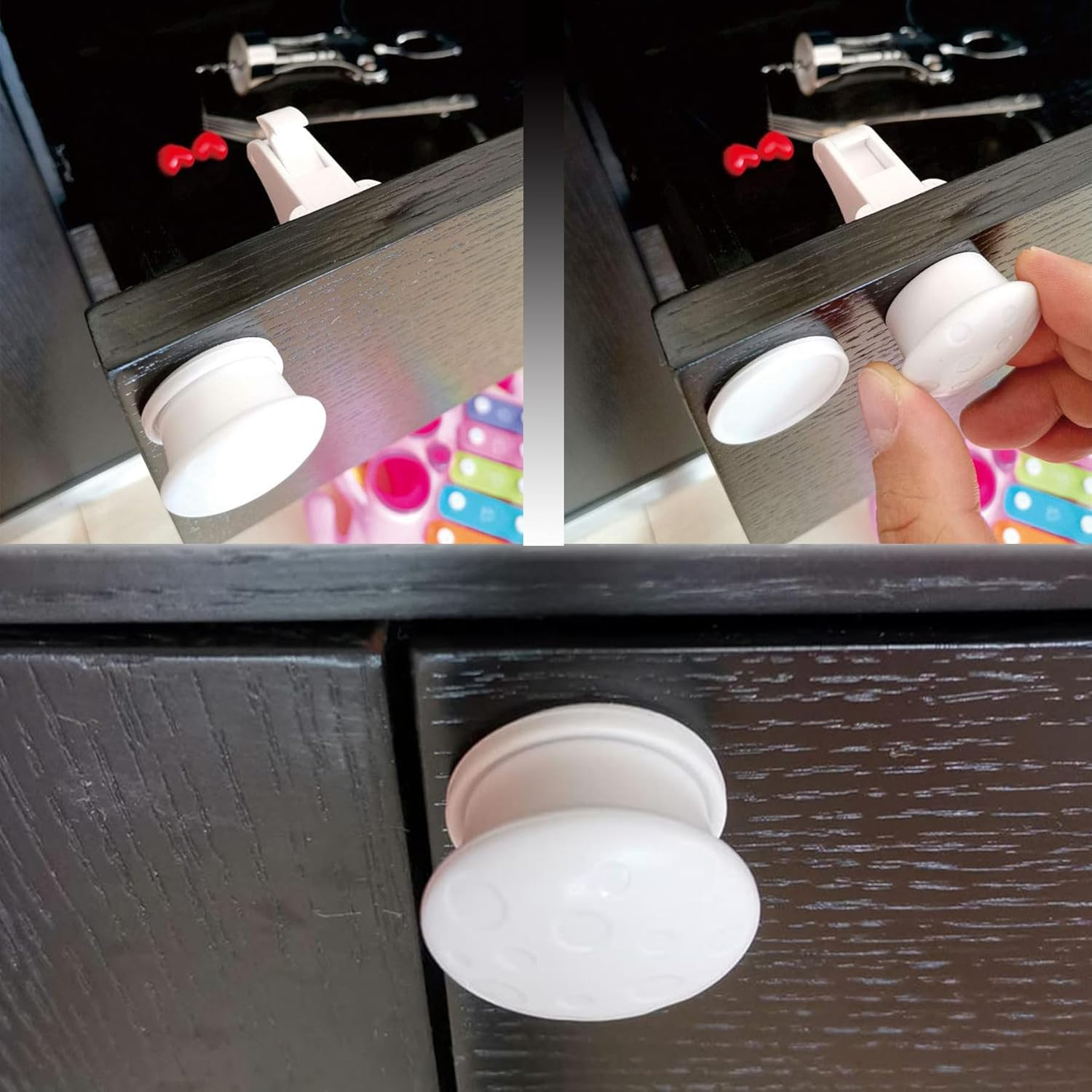 Magnetic Cabinet Locks for Universal Magnetic Safety Lock Key Replacements for Most Baby & Child Proof Cabinet & Drawer Locks, Cabinets,Drawers,Child Safety Locks (2 Locks + 1 Key) image number 1