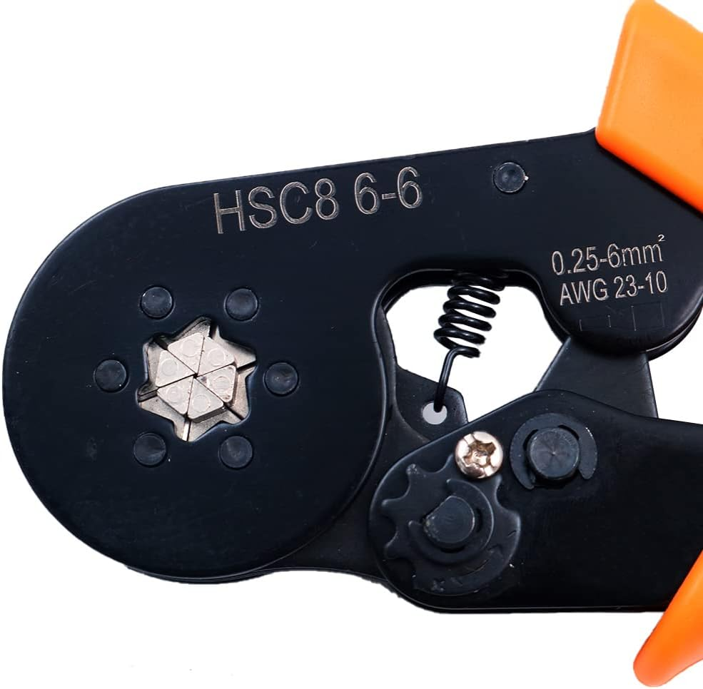 ZONADA Adjustable Ratcheting Ferrule Hexagonal Hex Crimper Pliers Tool Orange Size 0.25~6.0Mm AWG 23 &ndash; 10 image number 6