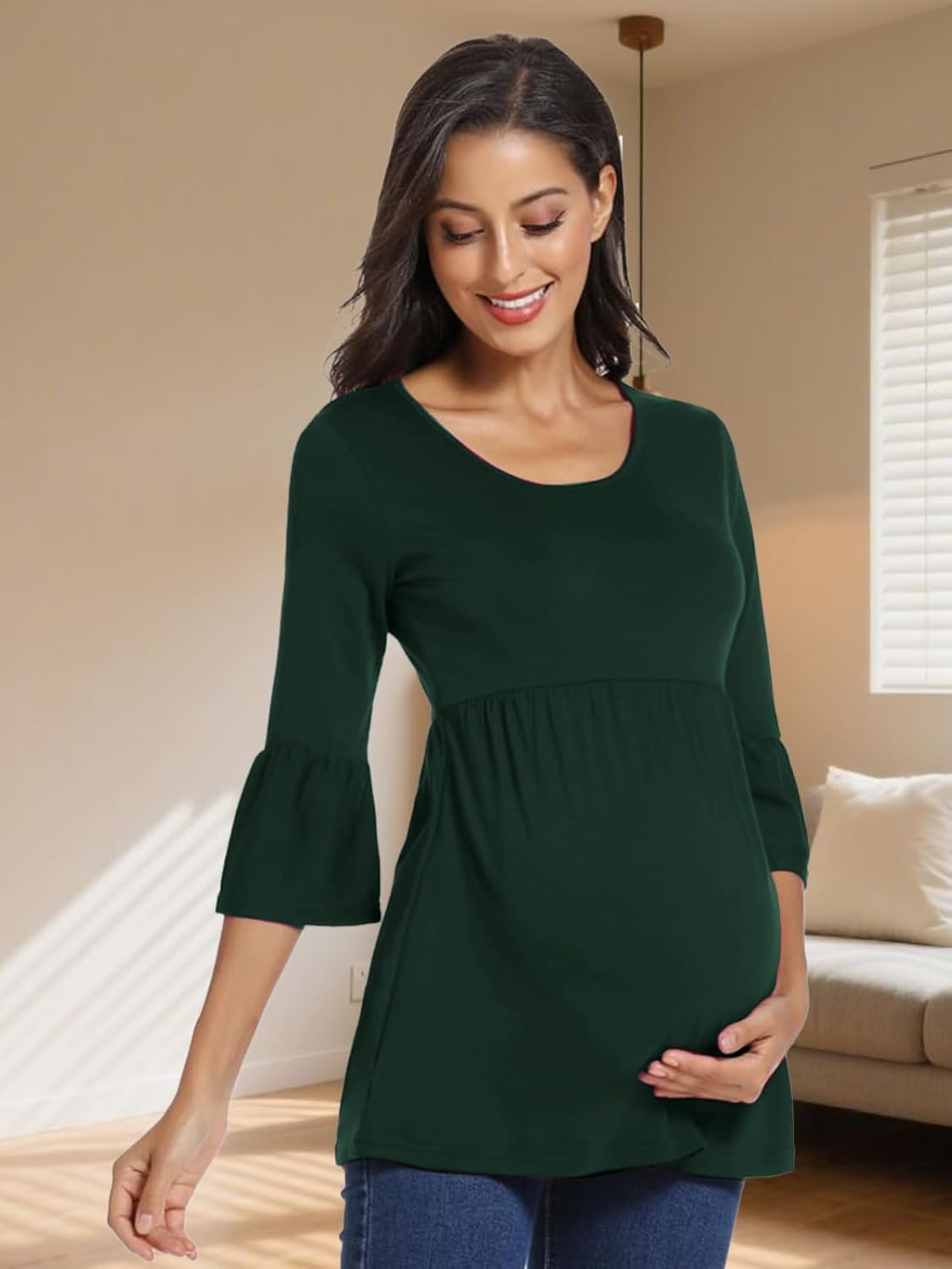 Jinson 3 Packs Women'S Ruched Side-Shirred Nursing Top Short Long Sleeve Breastfeeding Tee Shirt image number 6