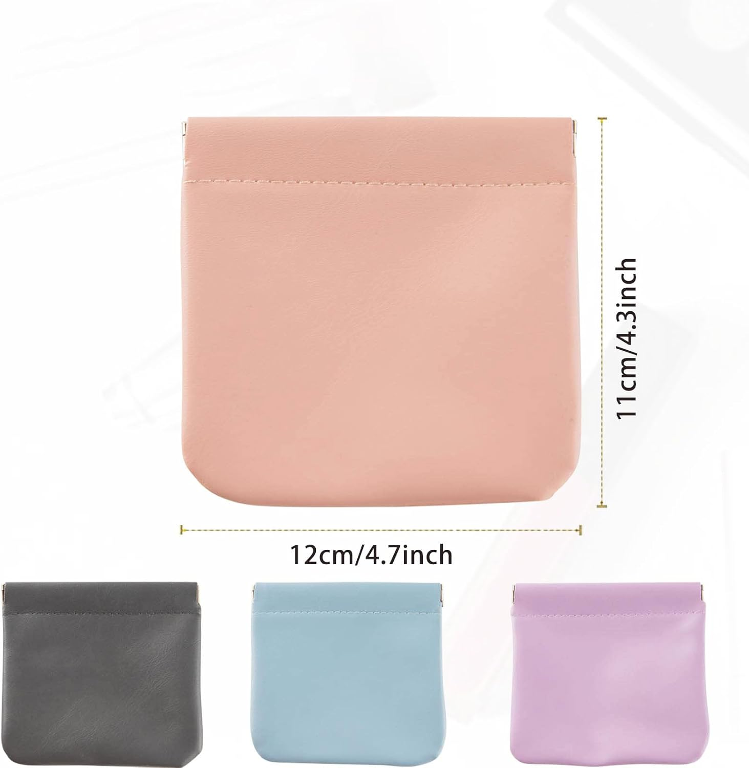 Kvadouly 4 Pcs Coin Purse Makeup Bag &ndash; PU Waterproof Portable No Zipper Self-Closing Lambskin Pocket Coin Purse for Women Credit Cards, Ids, Keys, Headsets, Lipsticks image number 3