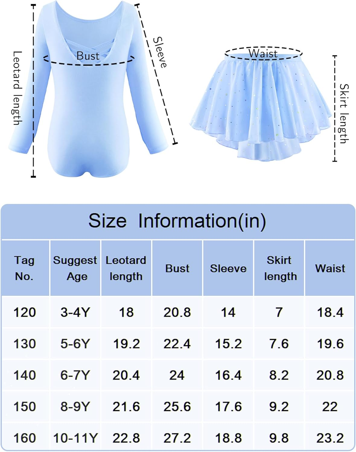 KEOYA Girls Dance Leotards Long Sleeve Ballet Outfits Dance Skirted Leotard Kids Ballet Tutu Dress for 3-11 Years image number 1