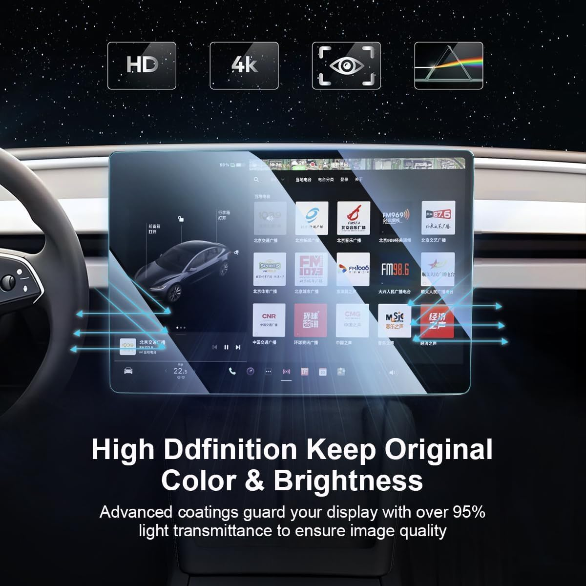 T Tersely Tempered Glass Screen Protector for Tesla Model Y Juniper (2025)/ Model 3 Highland (2024), 15.4" Center Control Touch Car Navigation,Ultra Sensitive/High Definition Screen Protector image number 5