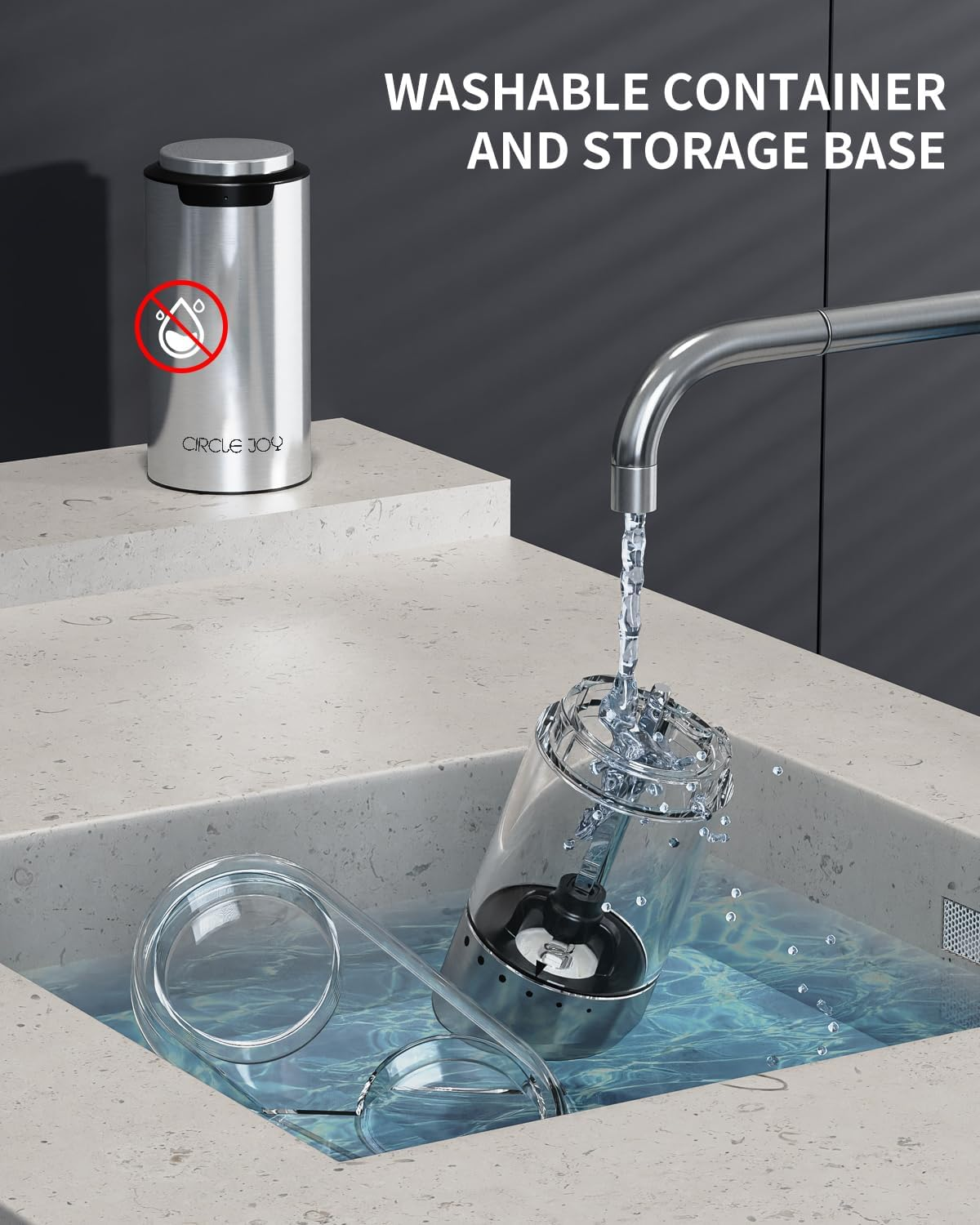 CIRCLE JOY Electric Salt and Pepper Grinder Set Stainless Steel Rechargeable Salt Pepper Mill Set with External Adjustable Coarseness, Storage Base, White LED Light, USB Cable image number 5