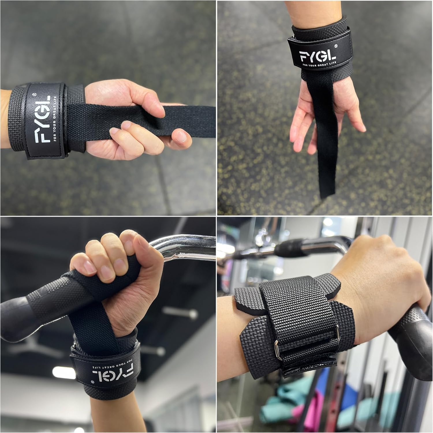 FYGL Cotton Lifting-Straps with Neoprene-Padded Wrist-Supports image number 5