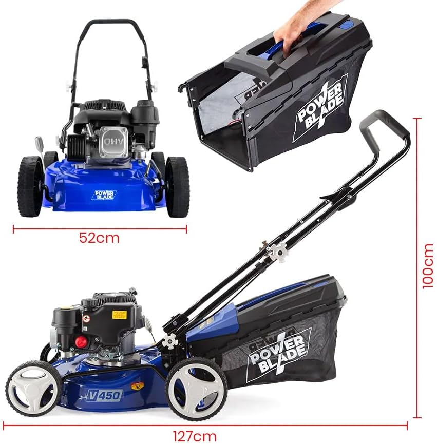 17 Inch Petrol Lawn Mower 139Cc 4-Stroke OHV Air-Cooled Recoil/Pull Start Mower, V450