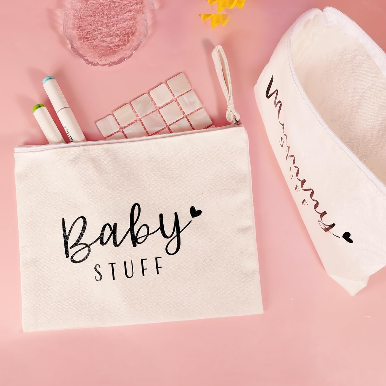 New Mum Gifts Mum to Be Canvas Pouch Cosmetic Bag with Zipper Baby Shower Gifts for Mum Mummy to Be Gifts image number 2