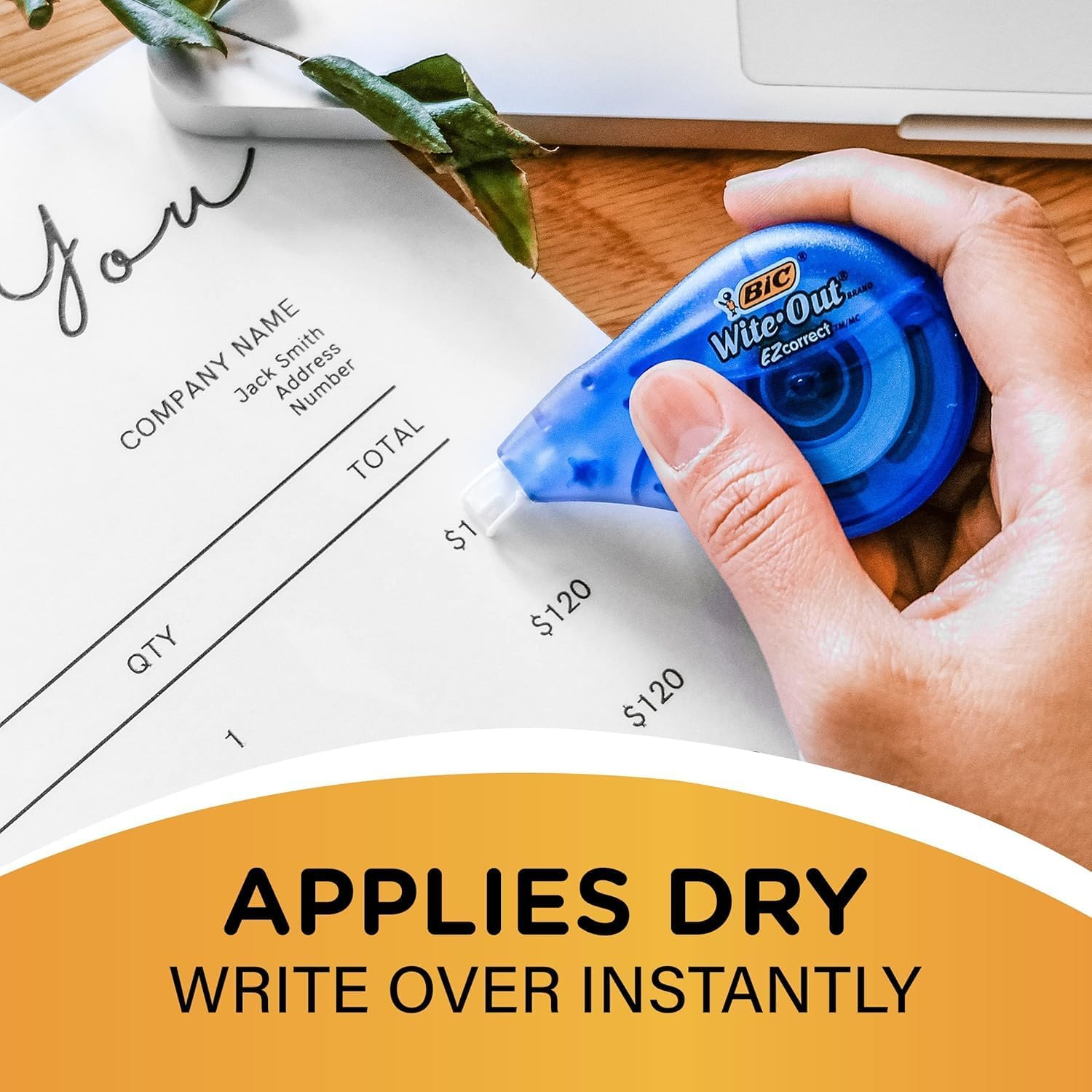 BIC Wite-Out Brand EZ Correct Correction Tape, 19.8 Feet, 18-Count Pack of White Correction Tape, Fast, Clean and Easy to Use Tear-Resistant Tape Office or School Supplies image number 3