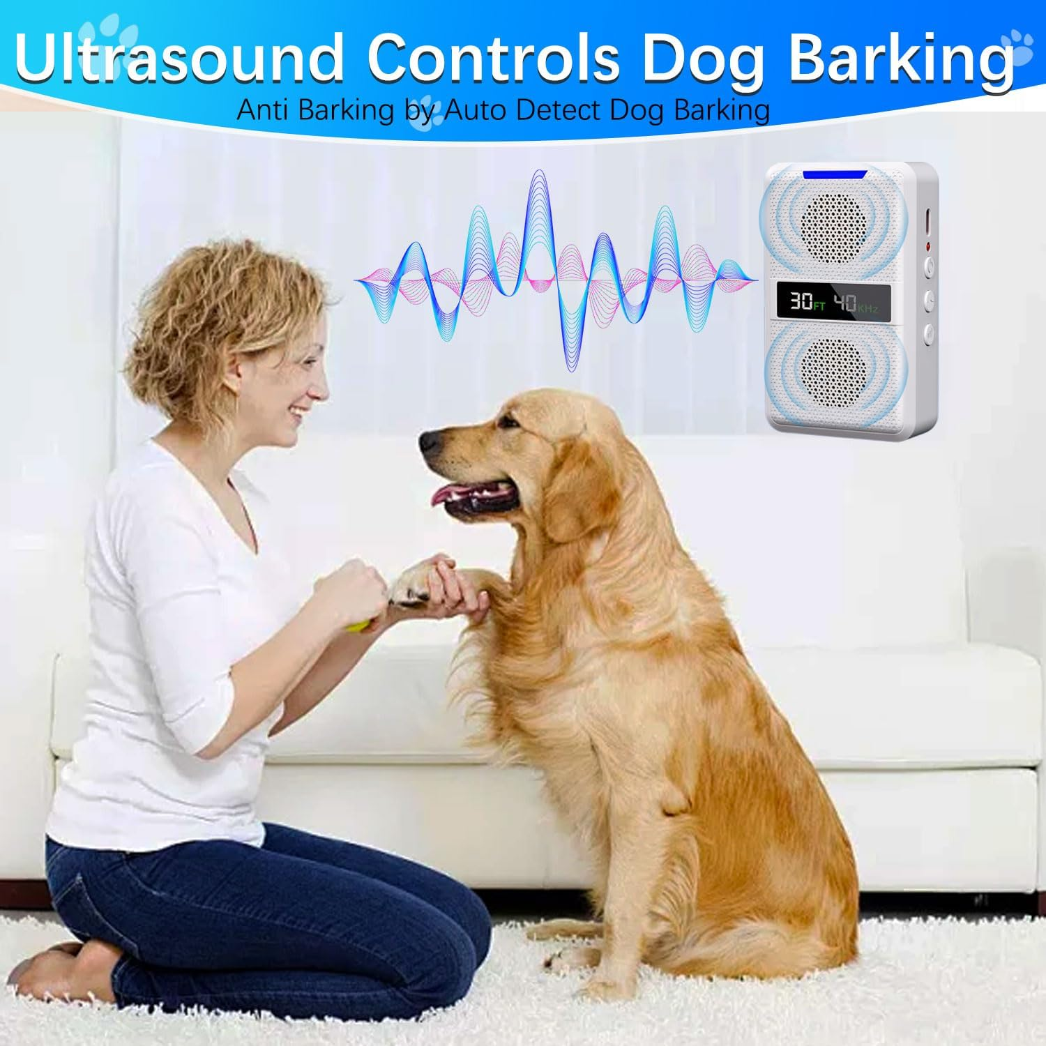 Anti Barking Devices,30Ft Effective Range and 3 Adjustable Frequency Modes,Rechargeable Ultrasonic Bark Box Dog Barking Deterrent Devices, Suitable for All Kinds of Large and Small Dogs image number 3