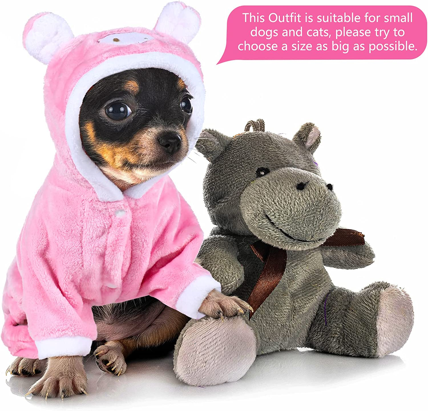 Queekay 2 Pieces Cute Dog Costume Halloween Costume Cat Clothes Pink Pig PET Costume Design Dinosaur Clothing Costume Puppy Outfits PET Hoodie Warm Dress up Clothes for Puppies and Kitten(Medium) image number 2