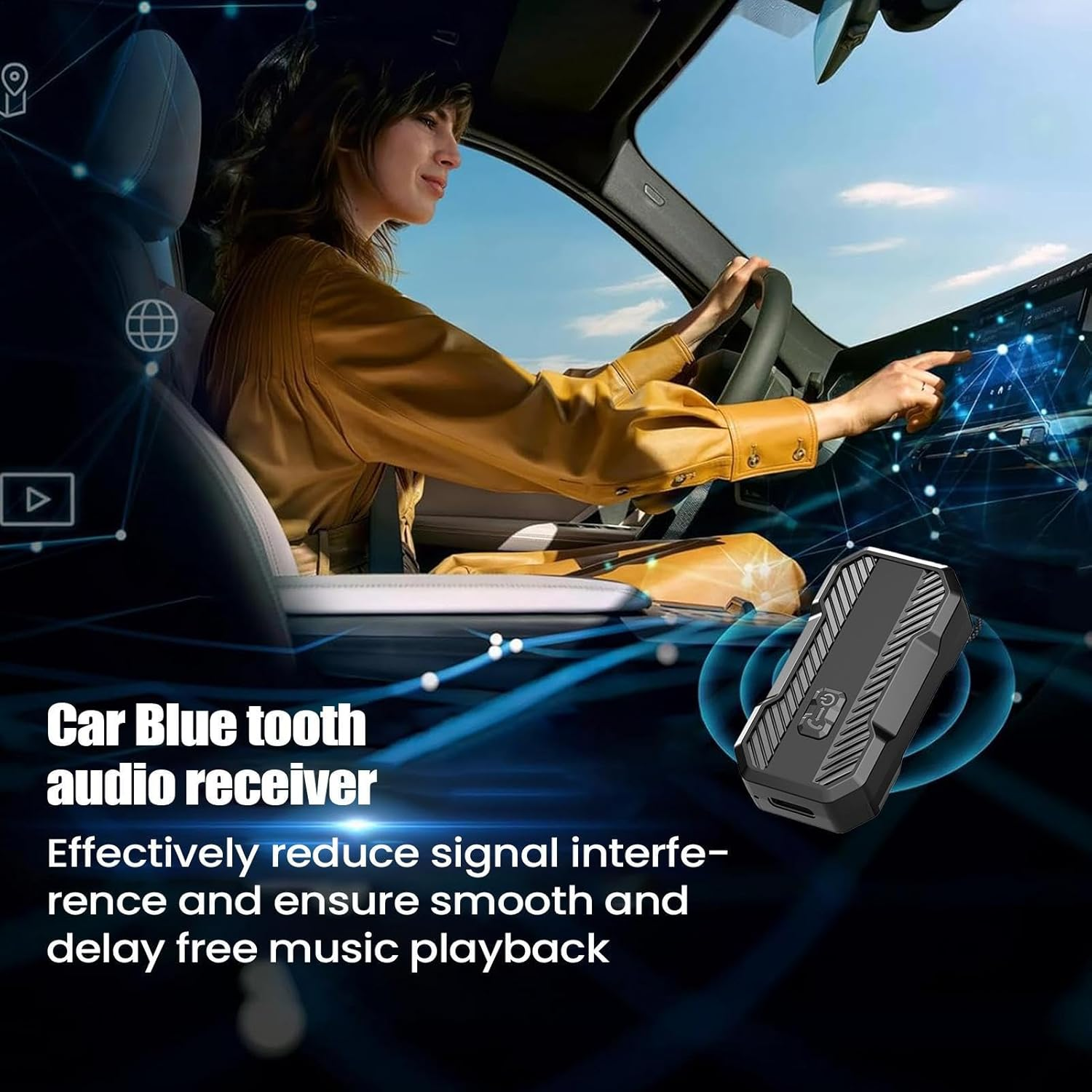 Wireless Audio Receiver for Car -Transmitter and Receiver | 5.3 Music Adapter Abs Wireless Audio Device for Car, Travel, Stereo Speaker, Wired Headphones, Rechargeable Accessory image number 1