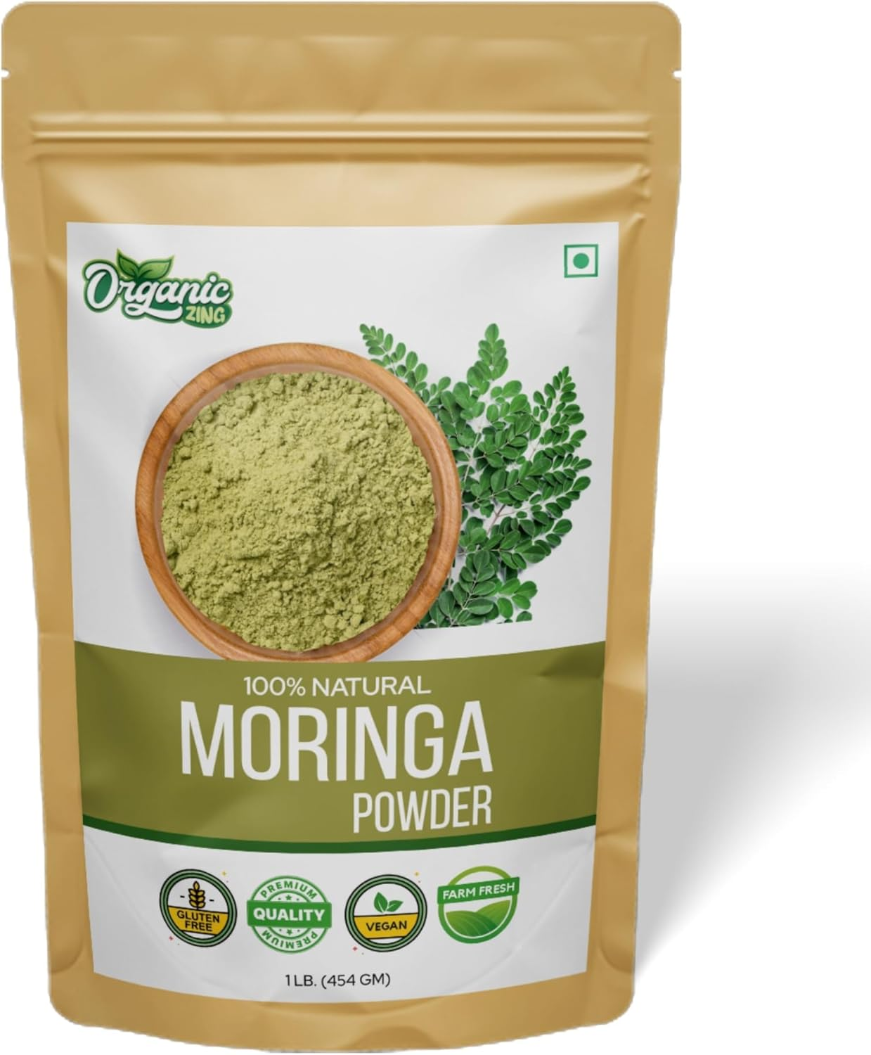 Organic Zing Moringa Leaf Powder - 454G image number 2