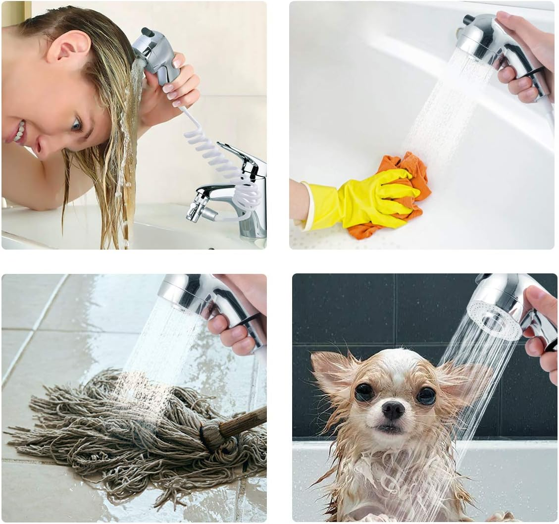 Hand Shower Sink Shower Hose Sprayer for Hair Washing,Faucet Rinser Set with Faucet Adapter, Shower Stand and Hose - for Utility Room, Bathroom, Laundry Tub HG522 image number 5