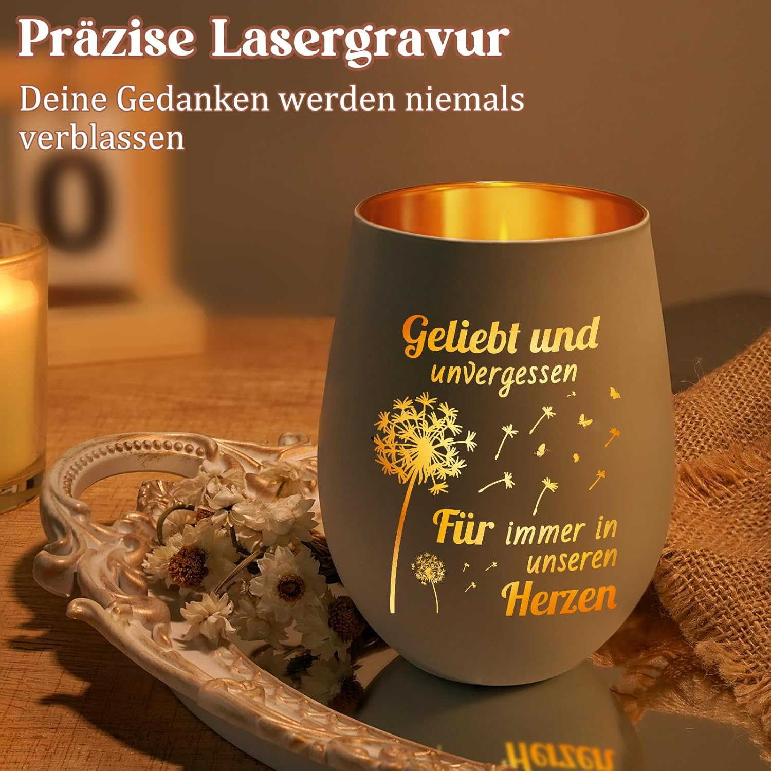 Mourning Gift Mourning Light Lantern with Engraving for Always in Our Heart, Funeral Candle, Grave Decoration, Mourning Gifts, Mourning Light, Funeral Gifts for the Survivors, Consolation Gifts image number 6