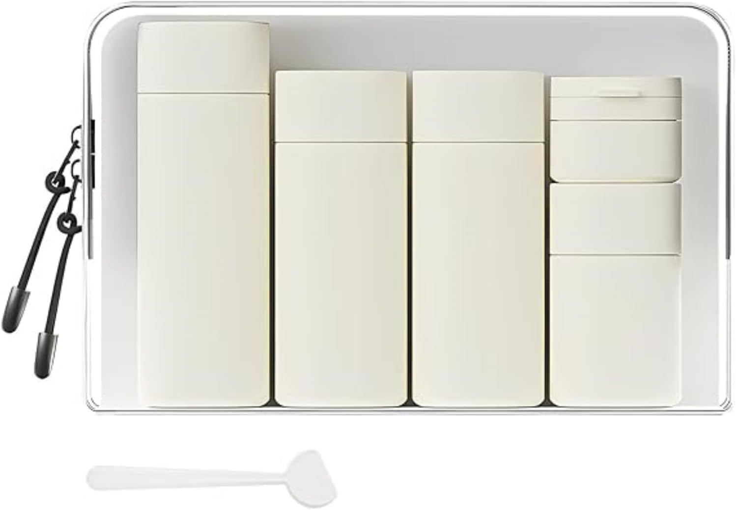 Travel Bottles for Toiletries, 5 Pack Travel Size Containers, TSA Approved Leak Proof Refillable Portable Toiletry Bottles Set with Clear Toiletry Bag for Shampoo Conditioner, Lotion (White)