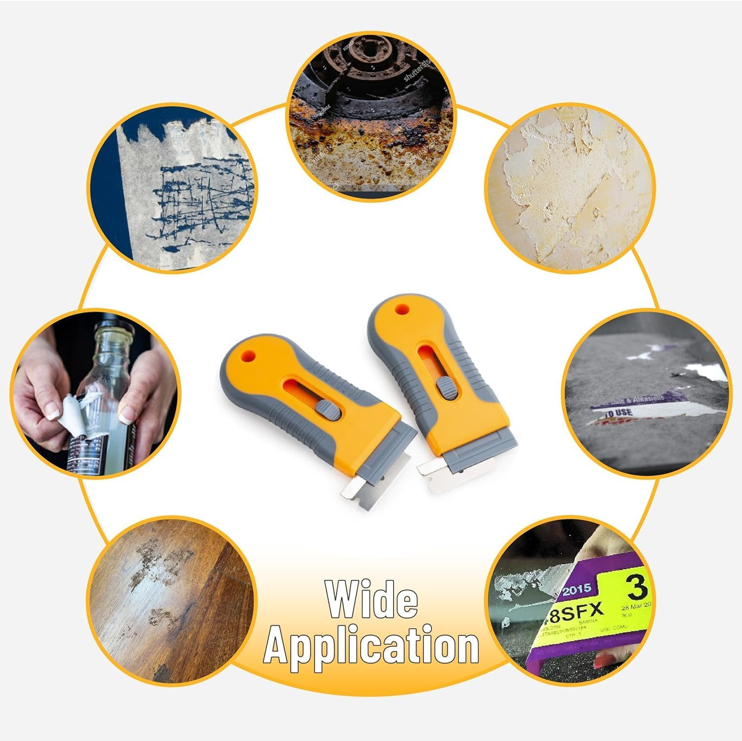 Razor Scraper,4 Inch Scraper Tool with 10 Spare Metal Blades,Razor Scraper Remover for Cleaning Windows, Glass,Tile, Floors,Stove Tops from Paint,Caulk,Adhesives,Labels,Decals,Stickers image number 1