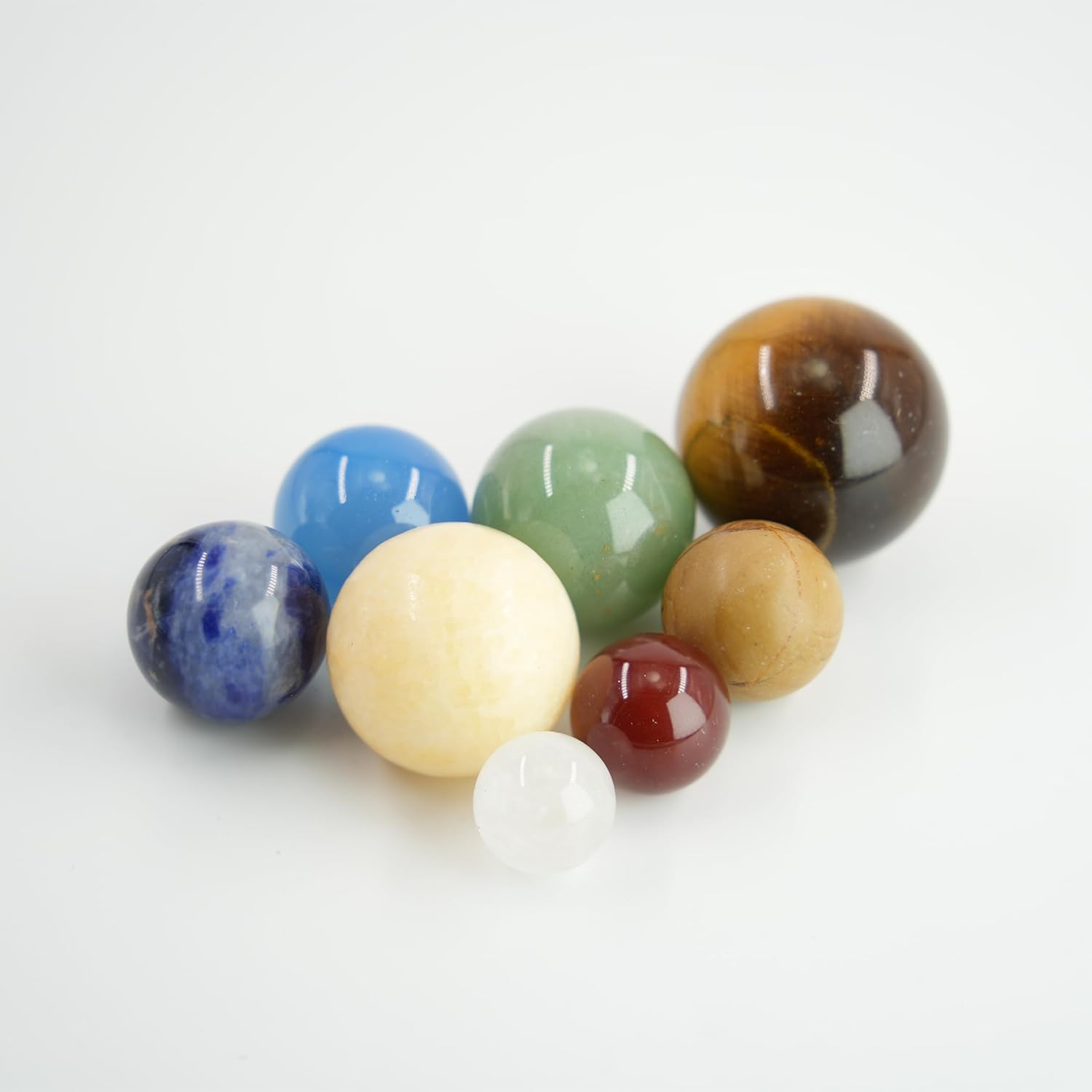 Natural Gemstone Solar System Model Kit, 8 Planet Chakra Healing Crystal Ball Set for Space Decor, Meditation, and Gifts, Unique Celestial Design for Astronomy Enthusiasts, Home Office Desk Decoration image number 1