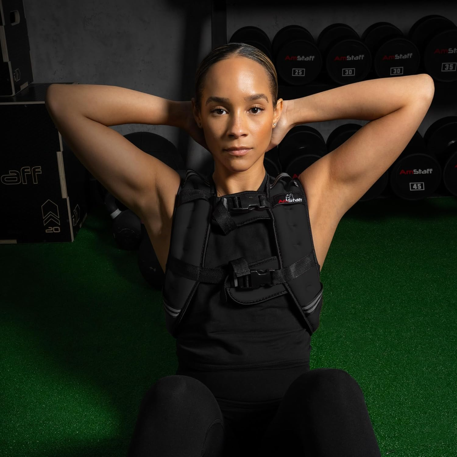 Amstaff Fitness Weighted Vest - Weight Vest for Running, Strength Training & Muscle Building, Features Reflective Stripe for Safe Outdoor Workouts (Available in 6Lbs to 30Lbs)