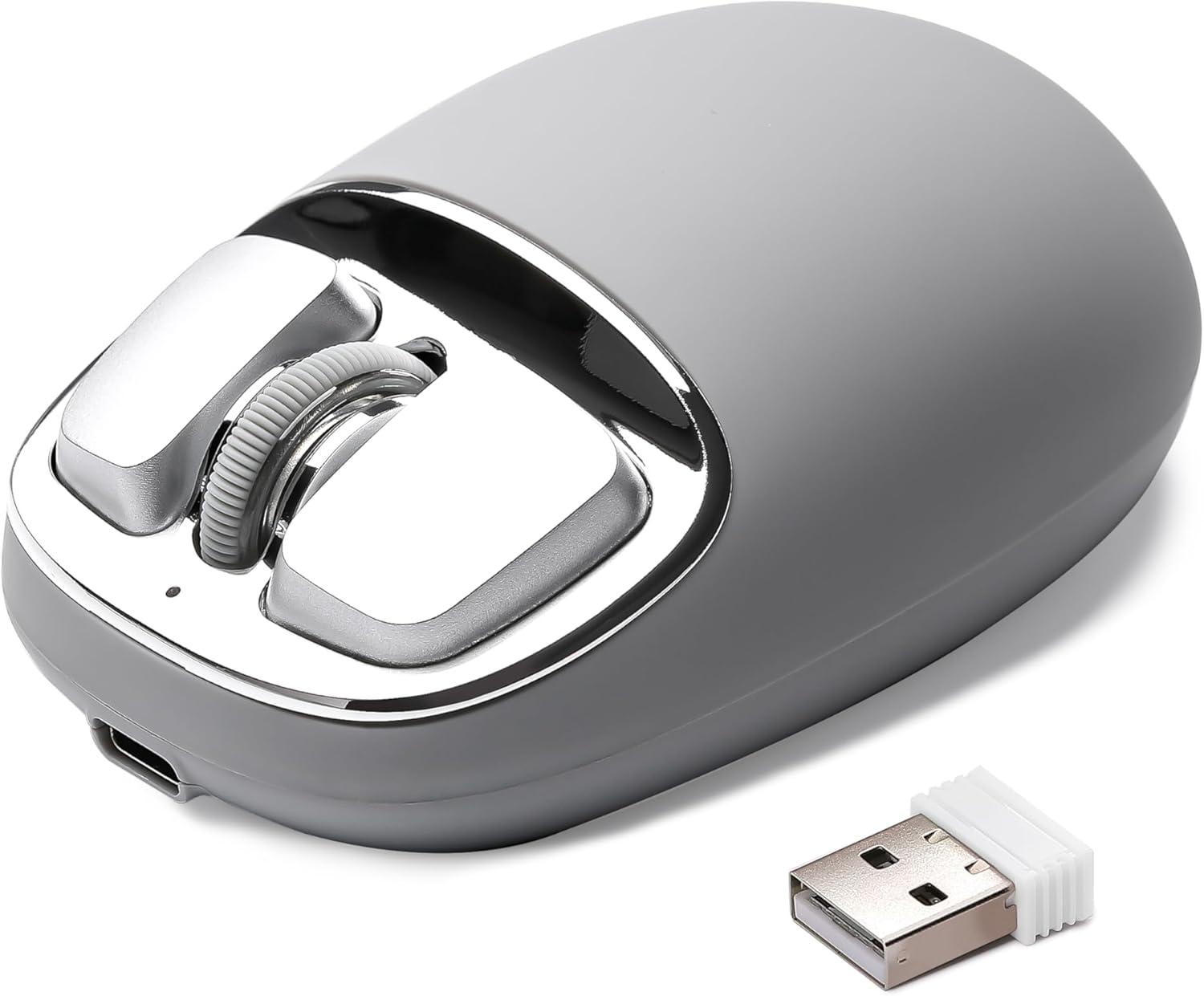 YUNZII C1 Silicone Wireless Mouse, 4800 DPI Optical Tracking, 6 Adjustment Levels, Tri-Mode 2.4G/Usb-C/Bluetooth Mouse, Customize Mice for Laptop, Computer, Ipad, Macbook (Black Silver)