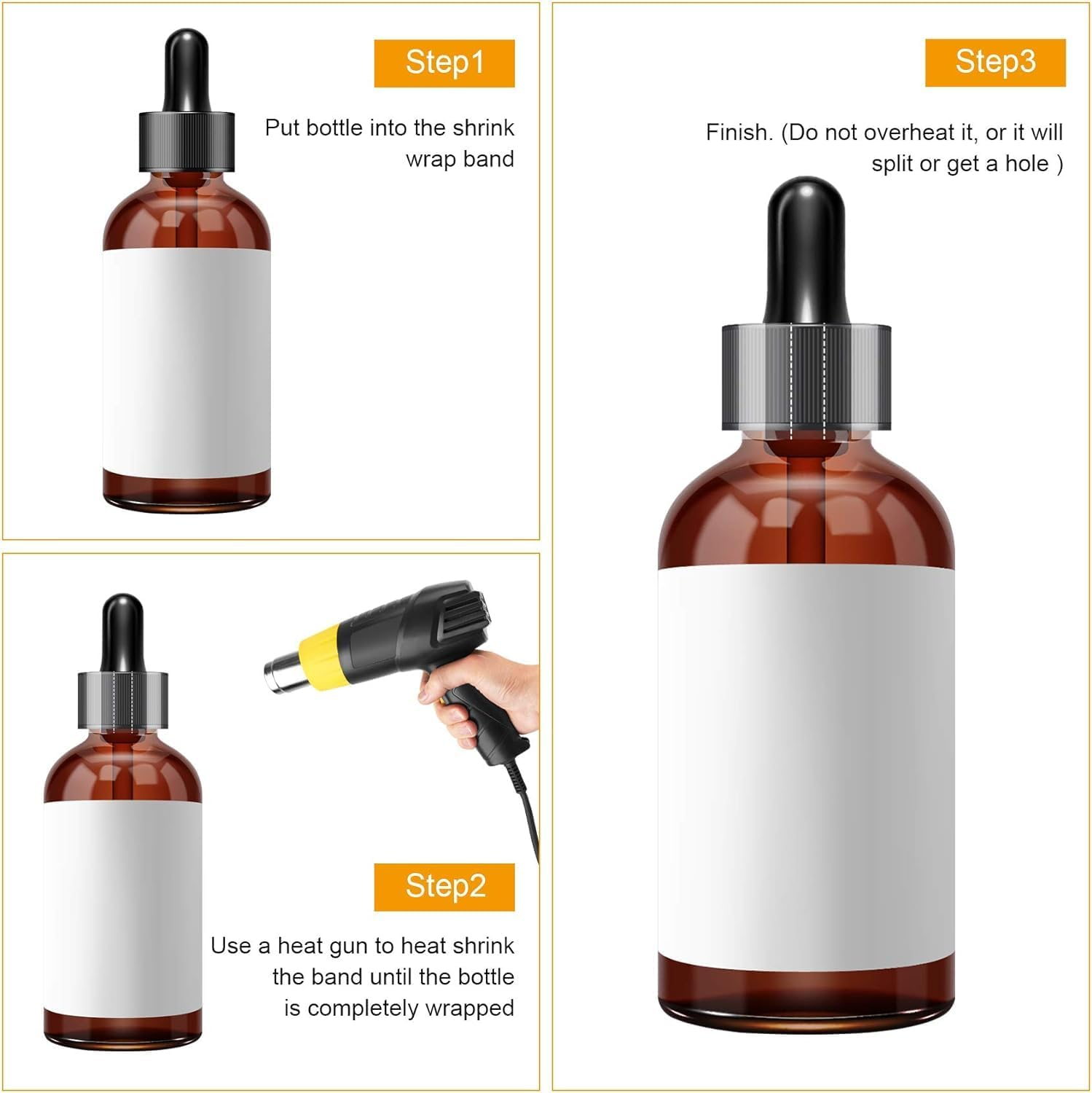 1000 Pieces PVC Heat Shrink Wrap Film Clear Perforated Shrink Bands Seal Bands 45X30Mm Heat Shrink Bands Fits 19-25 Mm Diameter Jar Cap round Bottle Seal Bands for Essential Oil Bottle Dropper Bottle image number 1