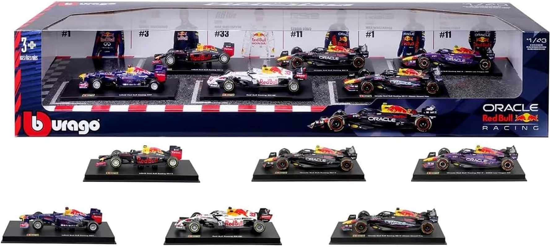 Burago 1:43 Formula Racing Die Cast with Plastic Part Car Model 6 Pack Red Bull image number 3