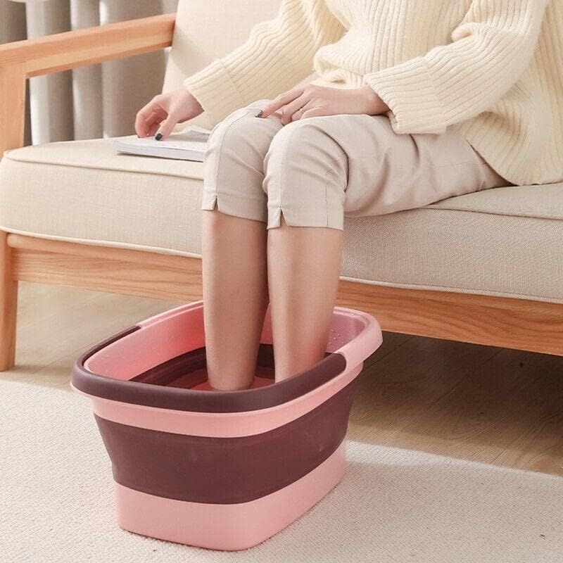 Foot Bath Collapsible Plastic Tub Folding Foot Spa Pedicure Bath Massage Tub Bucket Feet Basin, Durable PP+TPR Material, Available in Green, Blue, Pink - Blue image number 7