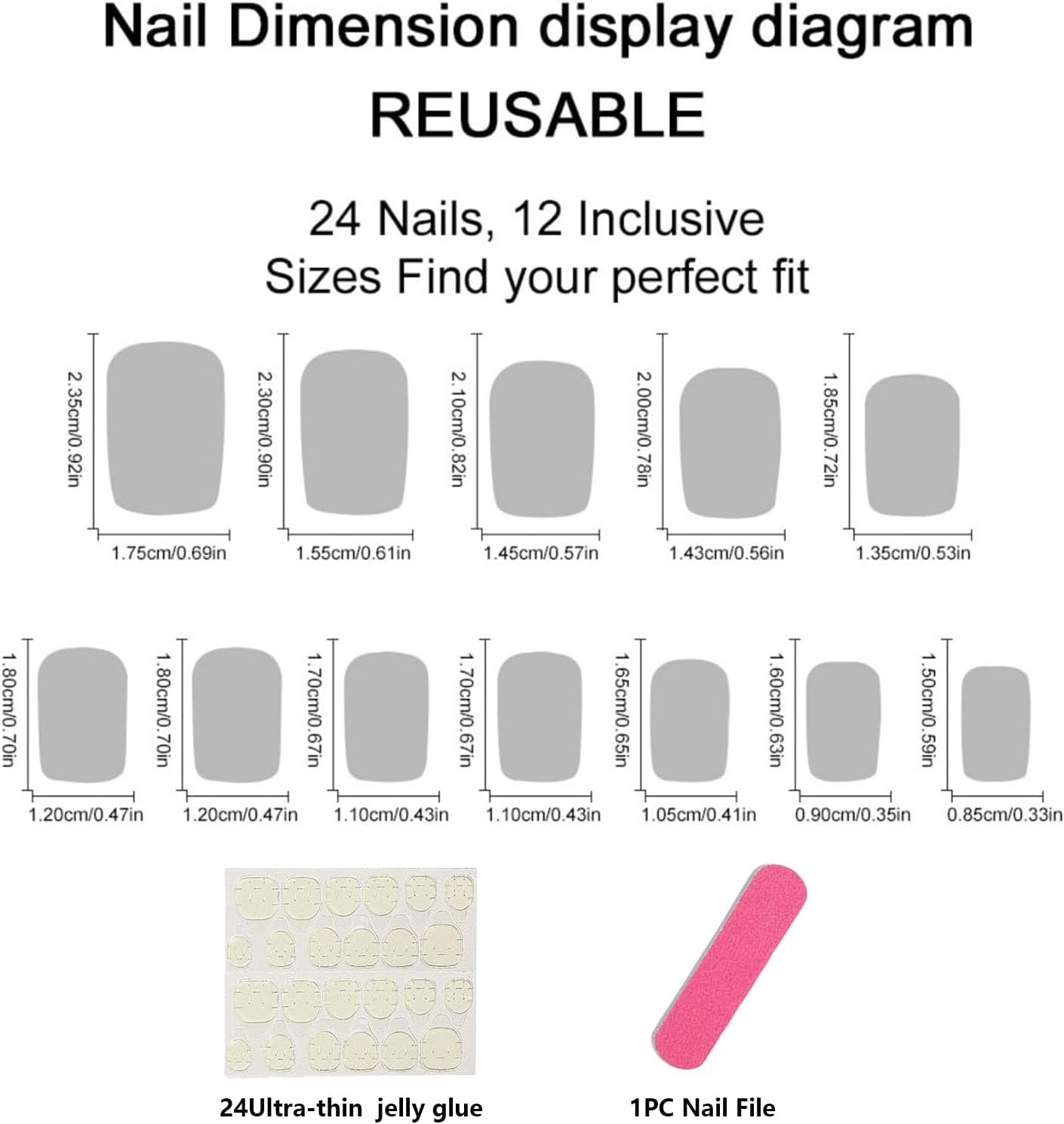 Kabwea Pack of 24 Short Press on Nails, Artificial Summer Palm Nails, Press on Nails, Nails for Gluing, Fake Nails image number 4