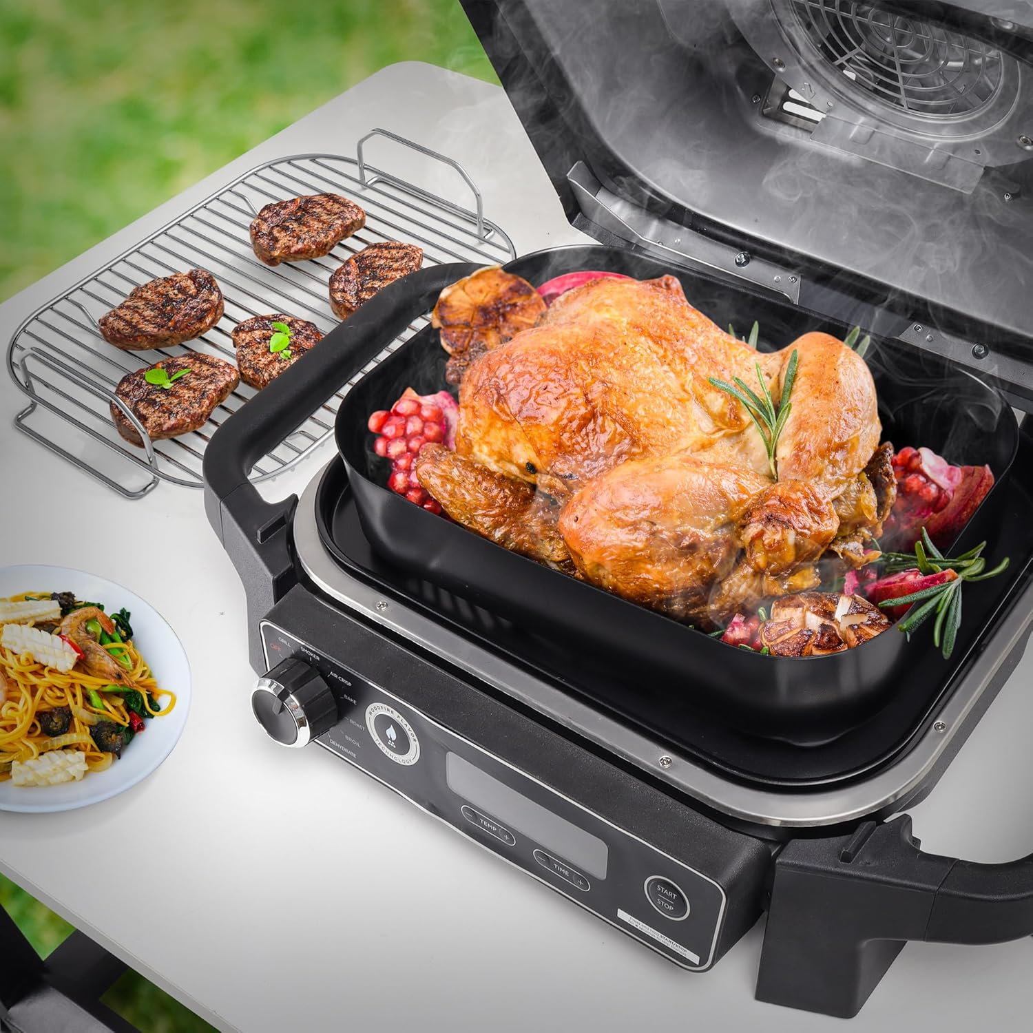 Combo Crisper Basket and Grill Roast Stand for Ninja Woodfire OG700 Series Grill,Air Fry Basket with Smoker Rack Accessories Kit for Ninja XSKGRDPLT Woodfire Outdoor Grill,Non-Stick image number 4