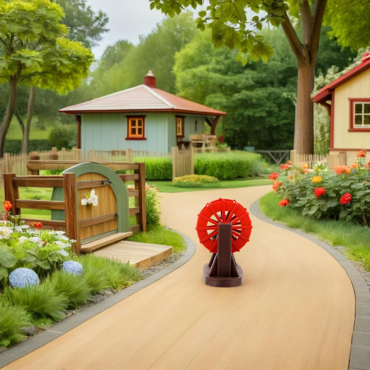 2Pcs Miniature Waterwheel Ornament Small Red Aquarium Decor Fish Tank Water Mill for DIY Zen Garden Fountain Indoor Landscape with Air Circulation and Versatile Integration