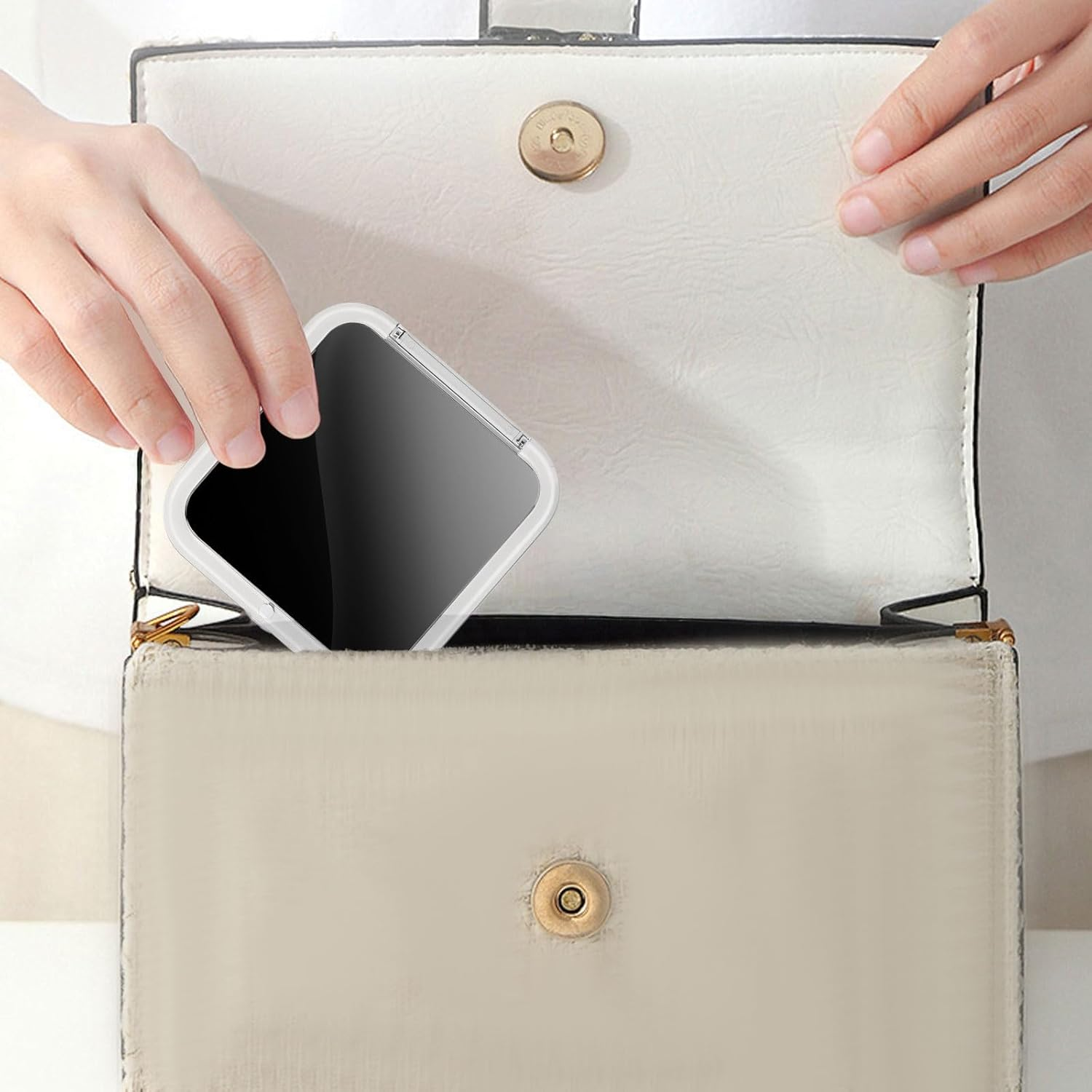 SSKHE Travel Magnifying Mirror, 30X Small Compact Mirror Double-Sided Pocket Mirror with 1X/30X Magnification, Folding Portable Handbag Mirrors for Makeup, Travel, Women Gift Black image number 1