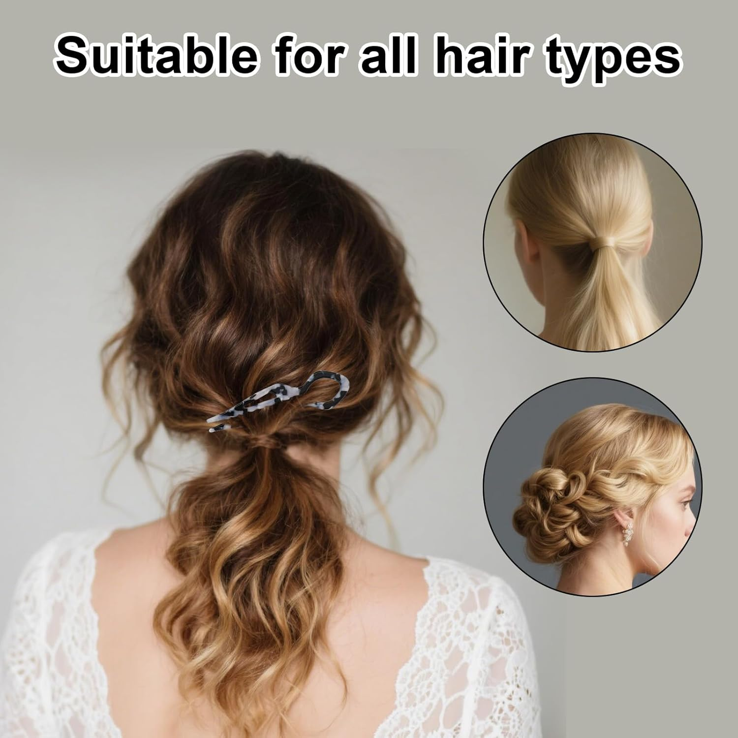 Fukaisu 3Pcs French Hair Pins for Women, French Hair Pins Magic U-Shaped Acetate Hairpin for Women Styling Accessories Christmas White Elephant Present (Leopard Beige) image number 6