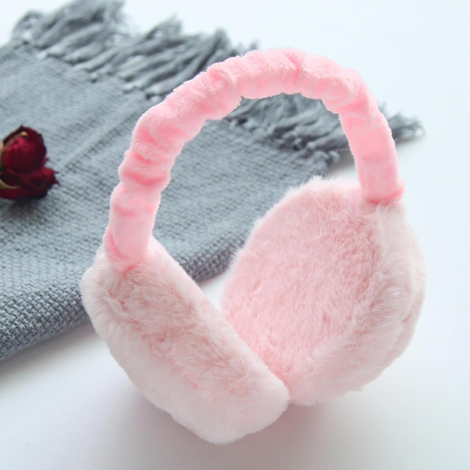 AWOCAN Earmuffs Women Fluffy Ear Muff Ear Warmers Winter Warm Plush Earmuff Foldable Unisex