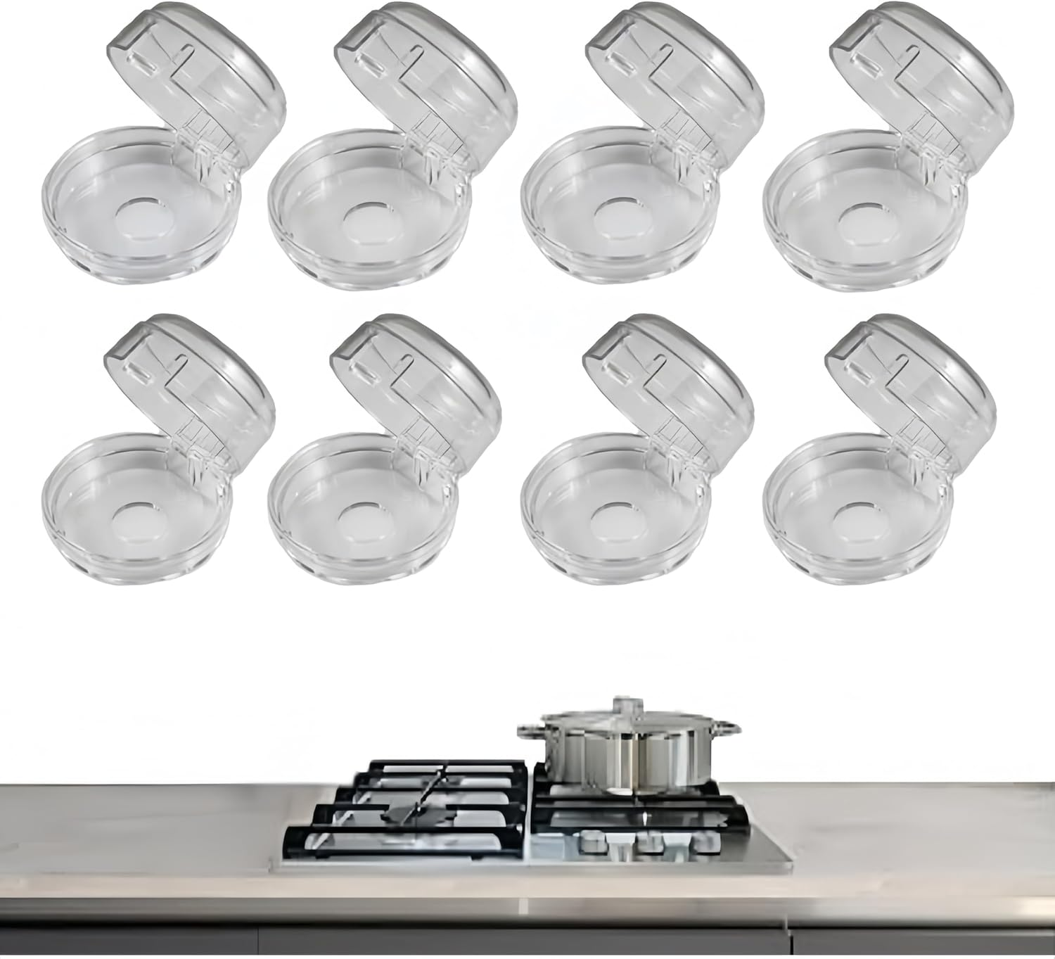8 Pcs Gas Stove Knob Covers for Child Safety, Clear Childproof Oven Lock Stove Knob Covers for Stove, Oven, Gas Cooktop image number 2