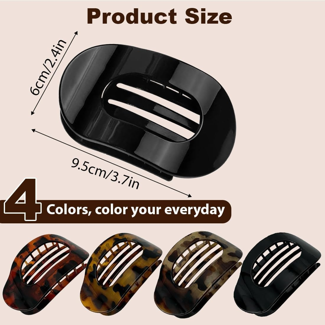 KIRZAX Pack of 4 Hair Clips for Women, Hair Clip, Flat Claw Clip, Hair Clip for Dunn Hair, Strong Hold Side Hair Clips for Everyday Life, Sports, Driving, Lying (Style 3) image number 2