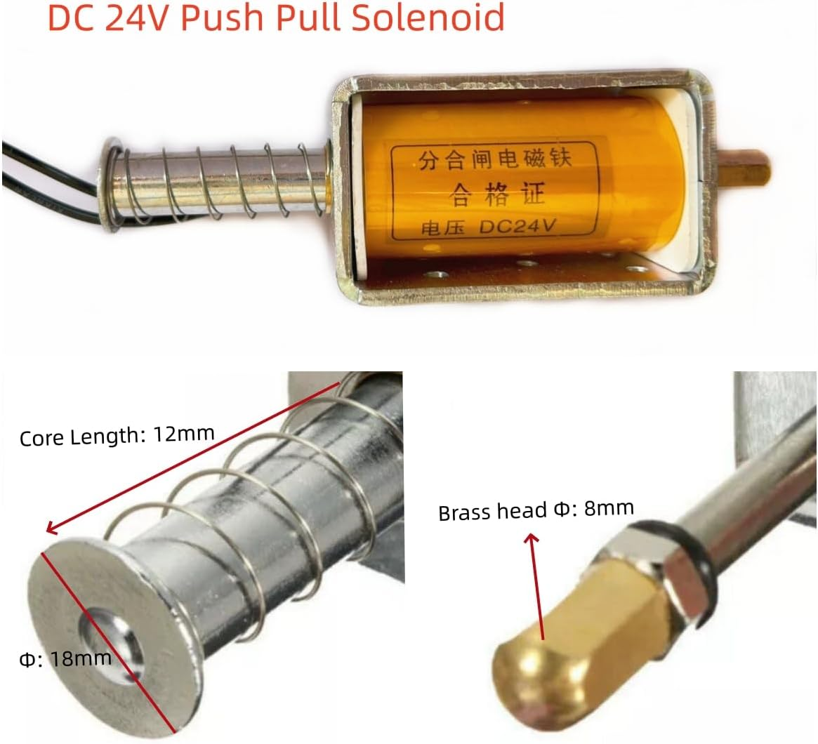 Apoesar Push Pull Solenoid DC 24V 35Mm Long Stroke Small Electromagnetic Solenoids Electric Magnet for Automobiles, DIY (DC 24V) image number 4