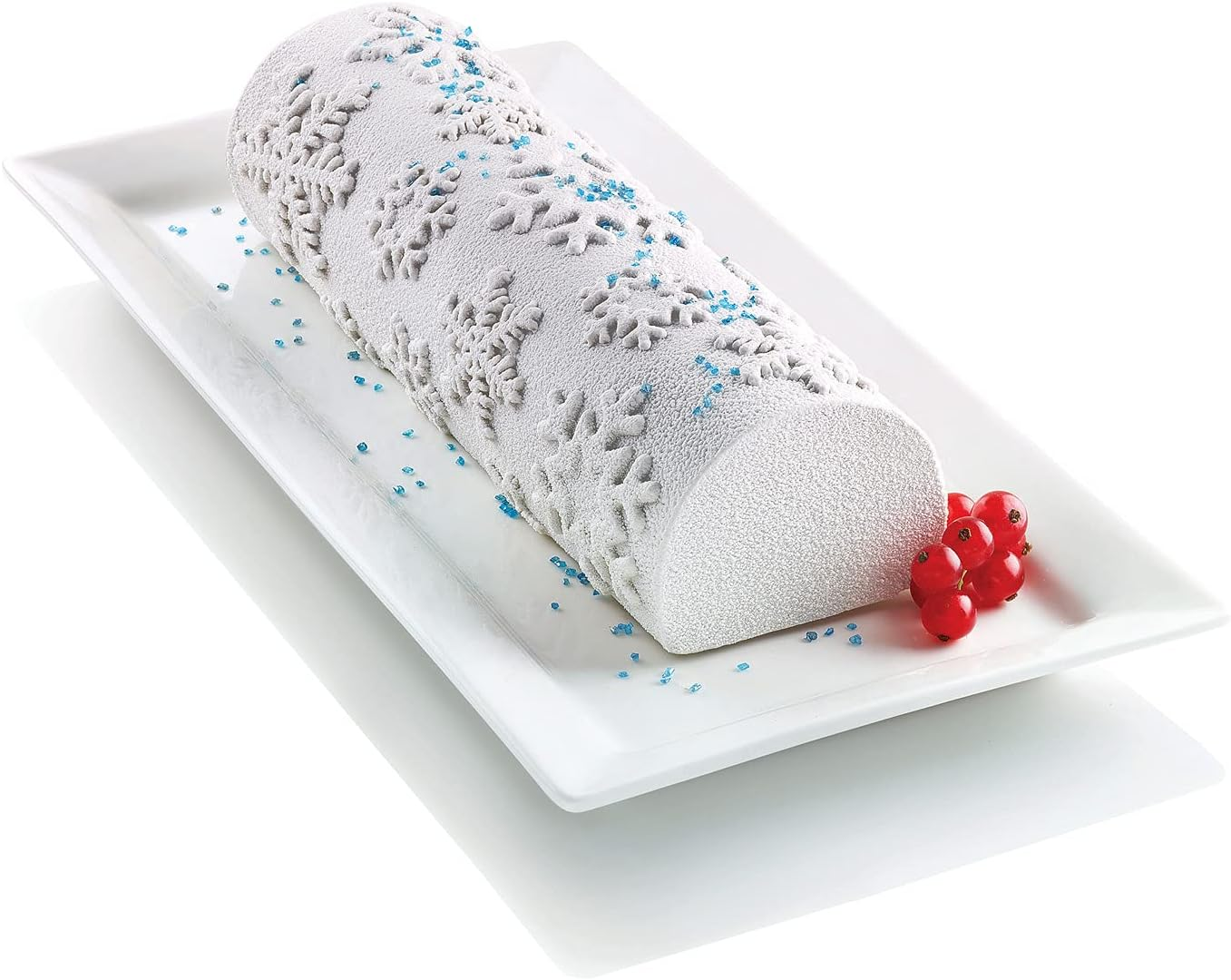 Silikomart Diamond Buche Silicone Baking Set, Create Baked or Frozen Yule Log Cakes with 3D Geometric Texture, Includes Plastic Support, 2 Dishwasher Safe Mats and Recipe Booklet, Made in Italy