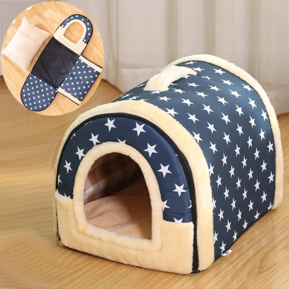 Salesbay Pet Dog House Kennel Soft Igloo Cave Cat Puppy Bed Doggy Warm Cushion Fold image number 3