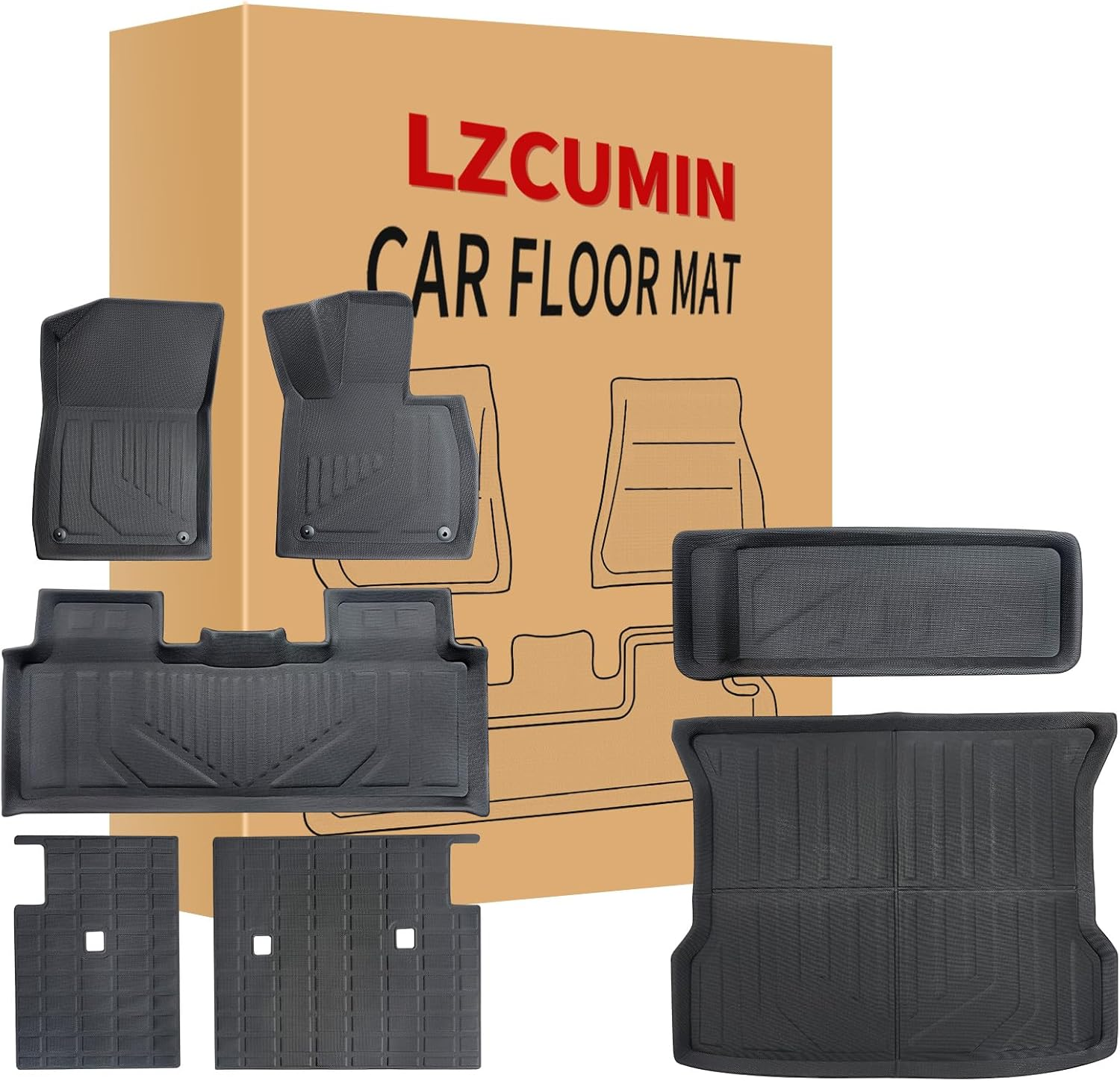LZCUMIN for XPENG G6 2024-2025 XPE 3D Floor Mats Trunk Floor Mats & Cargo Liners High Performance Waterproof, Wrinkle Resistant, and anti Slip（Au RHD 7 Piece Set image number 1