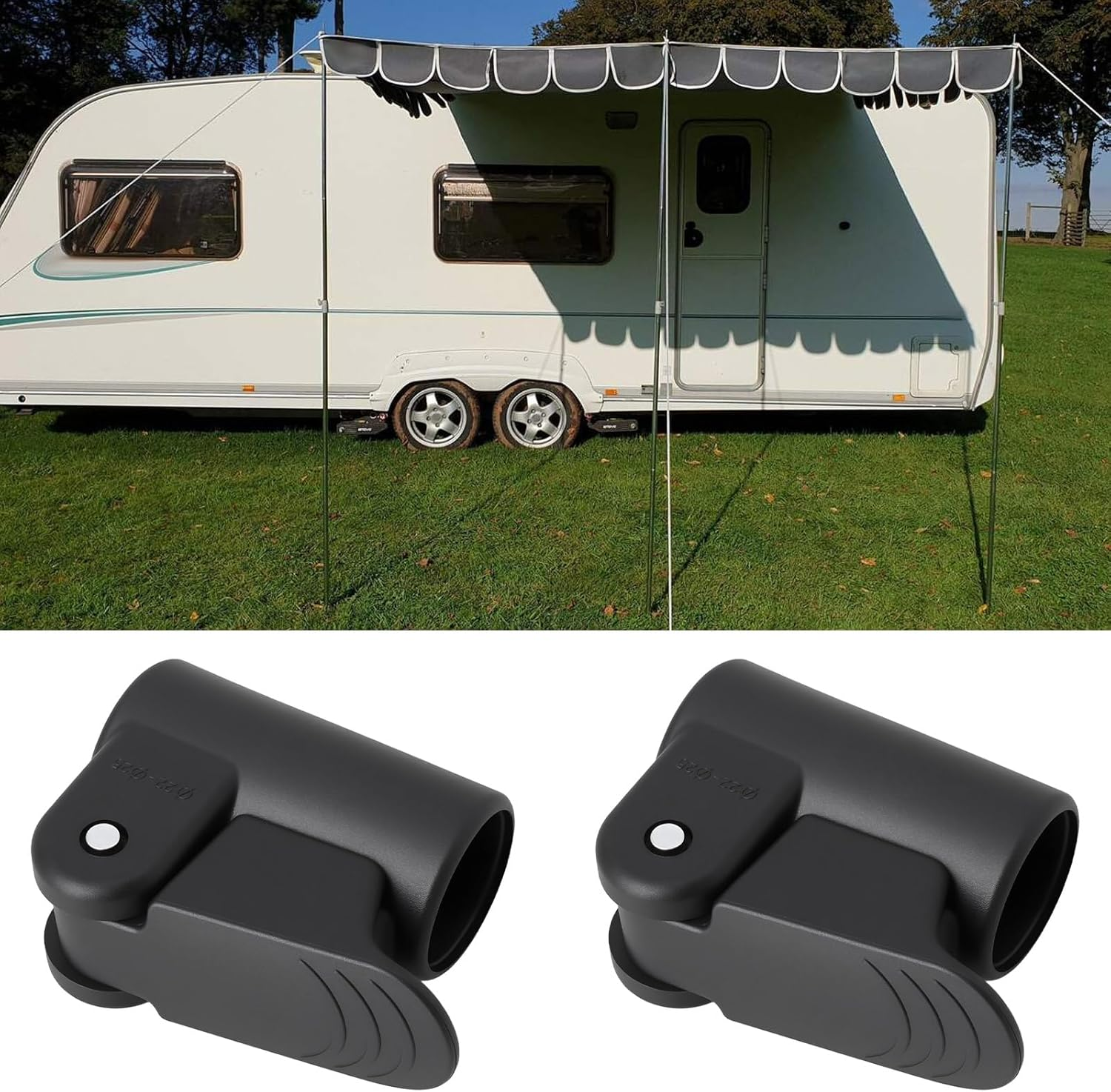 Create Idea 2Pcs 22-25Mm Awning Tent Pole Adjuster Clamp Grip for Caravan Motorhome Gray image number 4