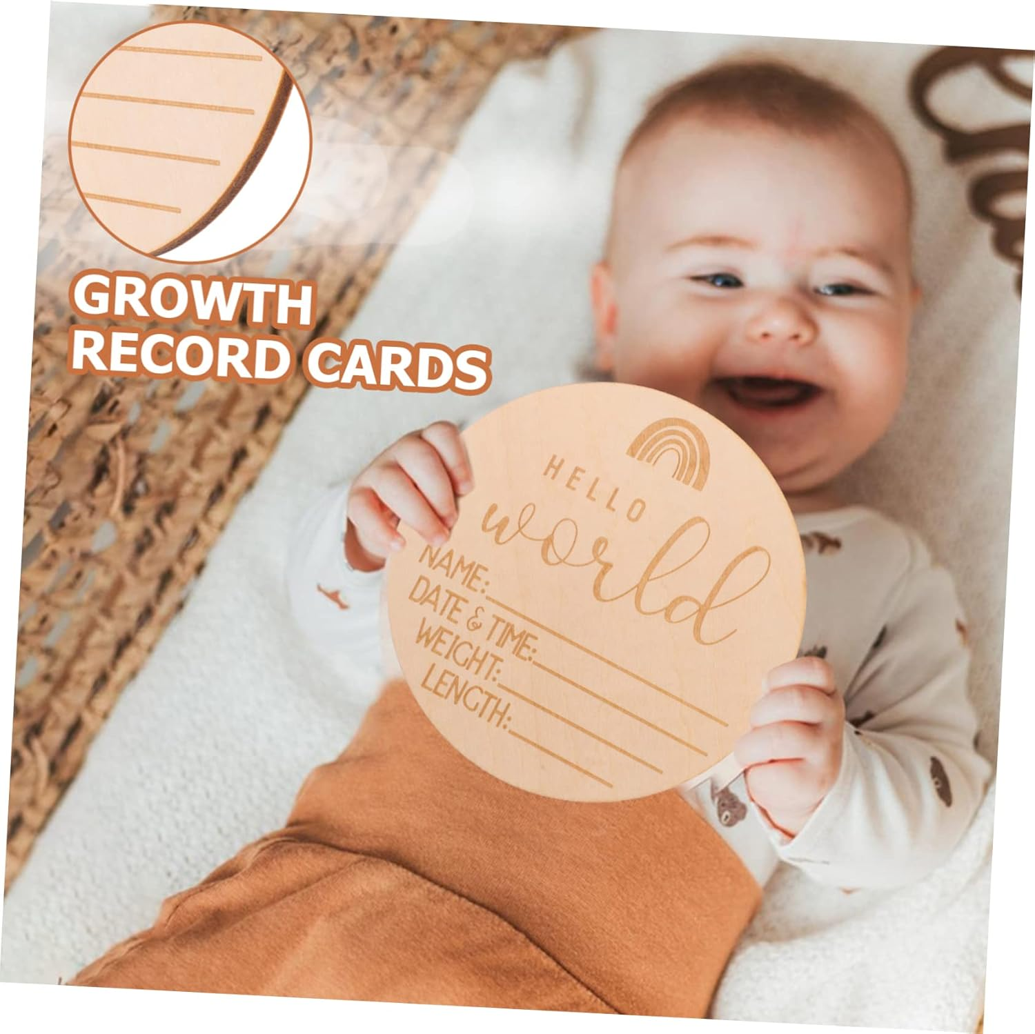 5Pcs Newborn Announcement Sign Birth Memory Cards for Monthly Growth Tracking Smooth Edges Photo Props Newborn Shower Present