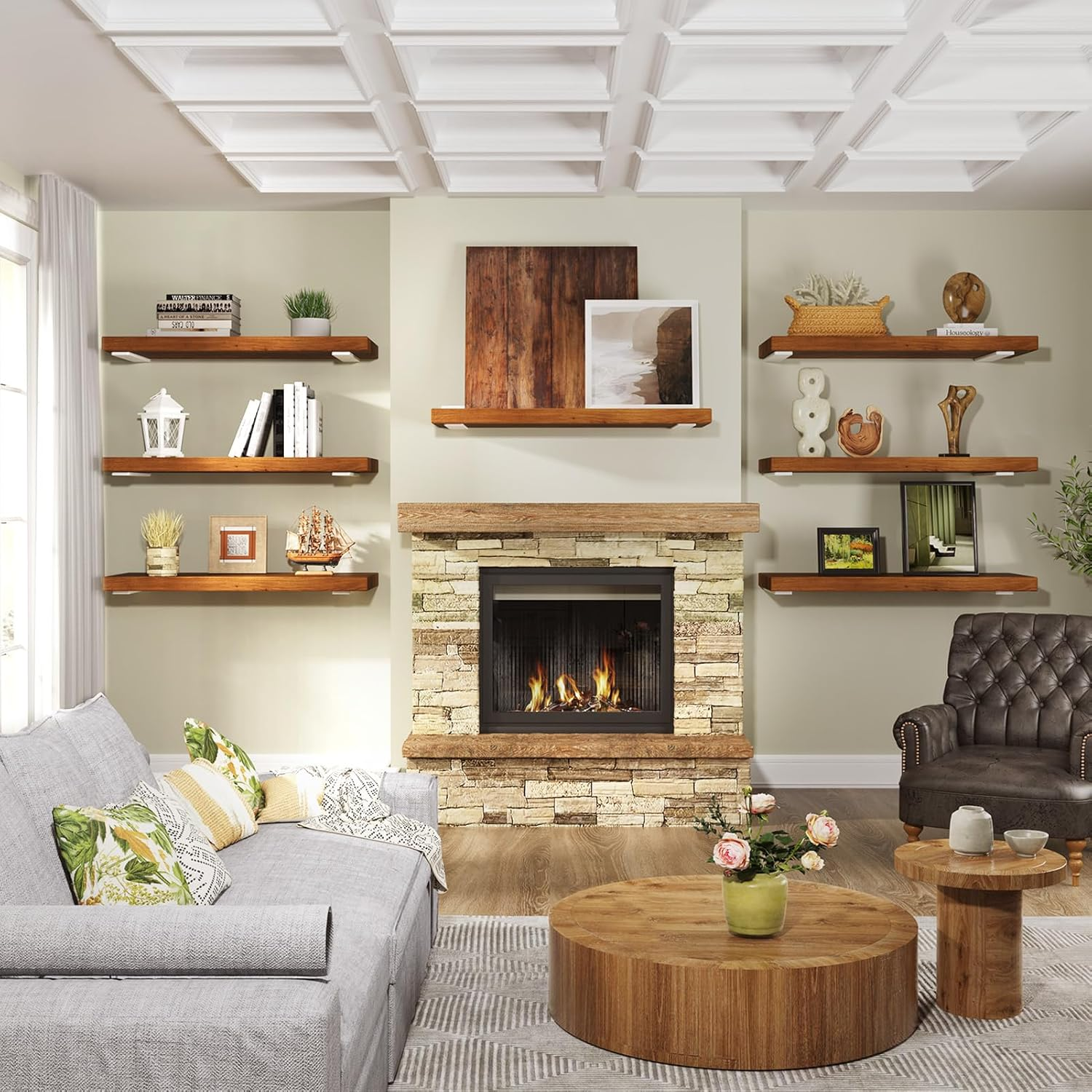 Goovilla Shelf Bracket, Heavy Duty Floating Shelf Brackets 6 Inch Long, 6 Pack Brackets for Shelves, White Coated Metal Wall Shelf Support Brackets with 1/5 Inch Thick and 160 Lb. Load Capacity image number 1