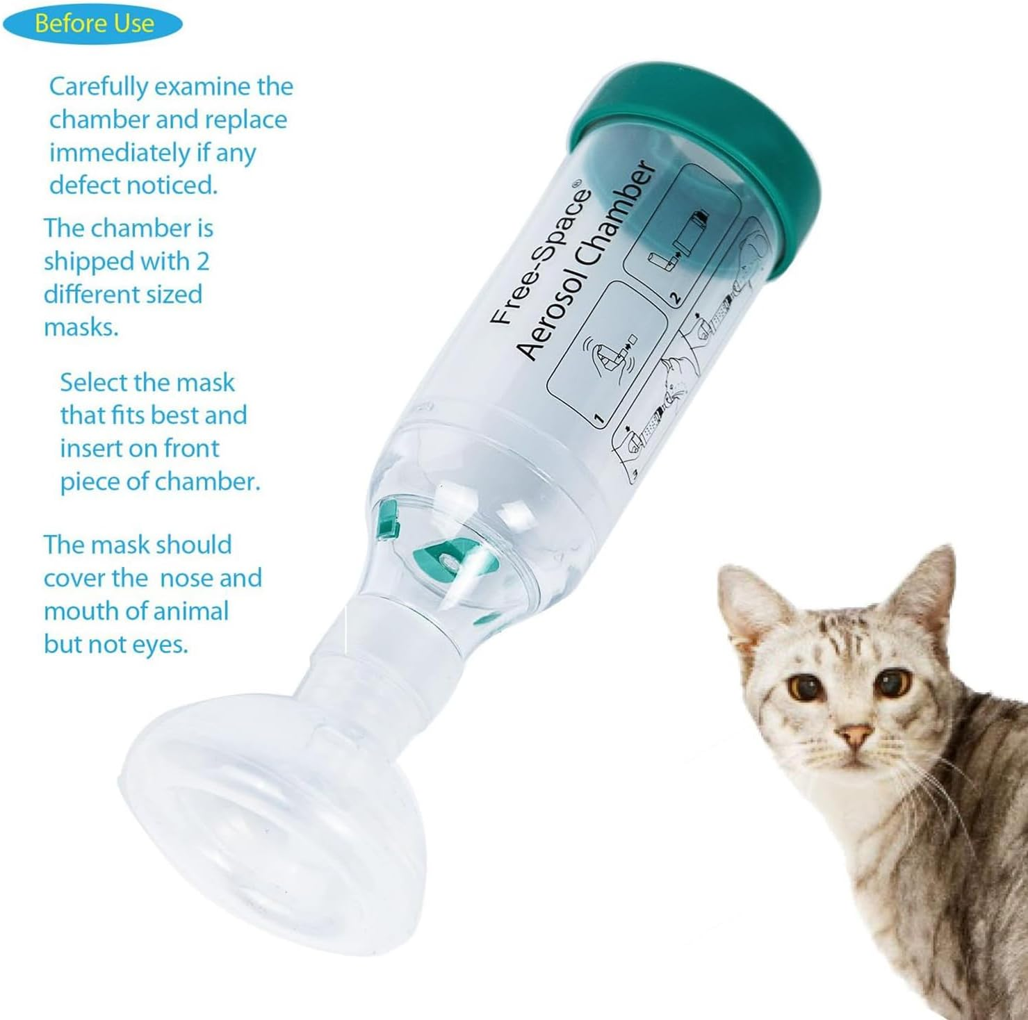 Cat Inhaler Spacerspecifically Design for Catswith round Shape Silicone Maskfeline Aerosol Chamber with Breathing Indicator ? Include 2 Mask for Best Fit (For Cat) image number 5