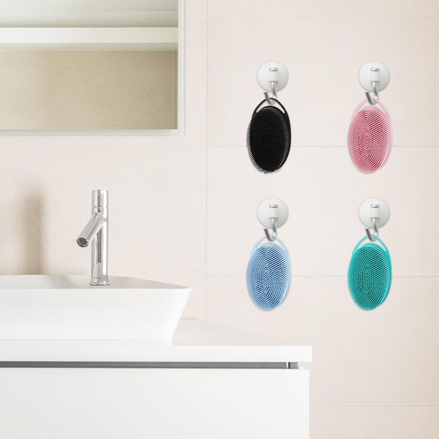 3Pcs Silicone Body Scrubber, 2-In-1 Shower Brush Shampoo Brush, Gentle Exfoliating Body Scrubber, Scalp Massager, Rich Foam, Long Lasting, Suitable for Sensitive Skin image number 5