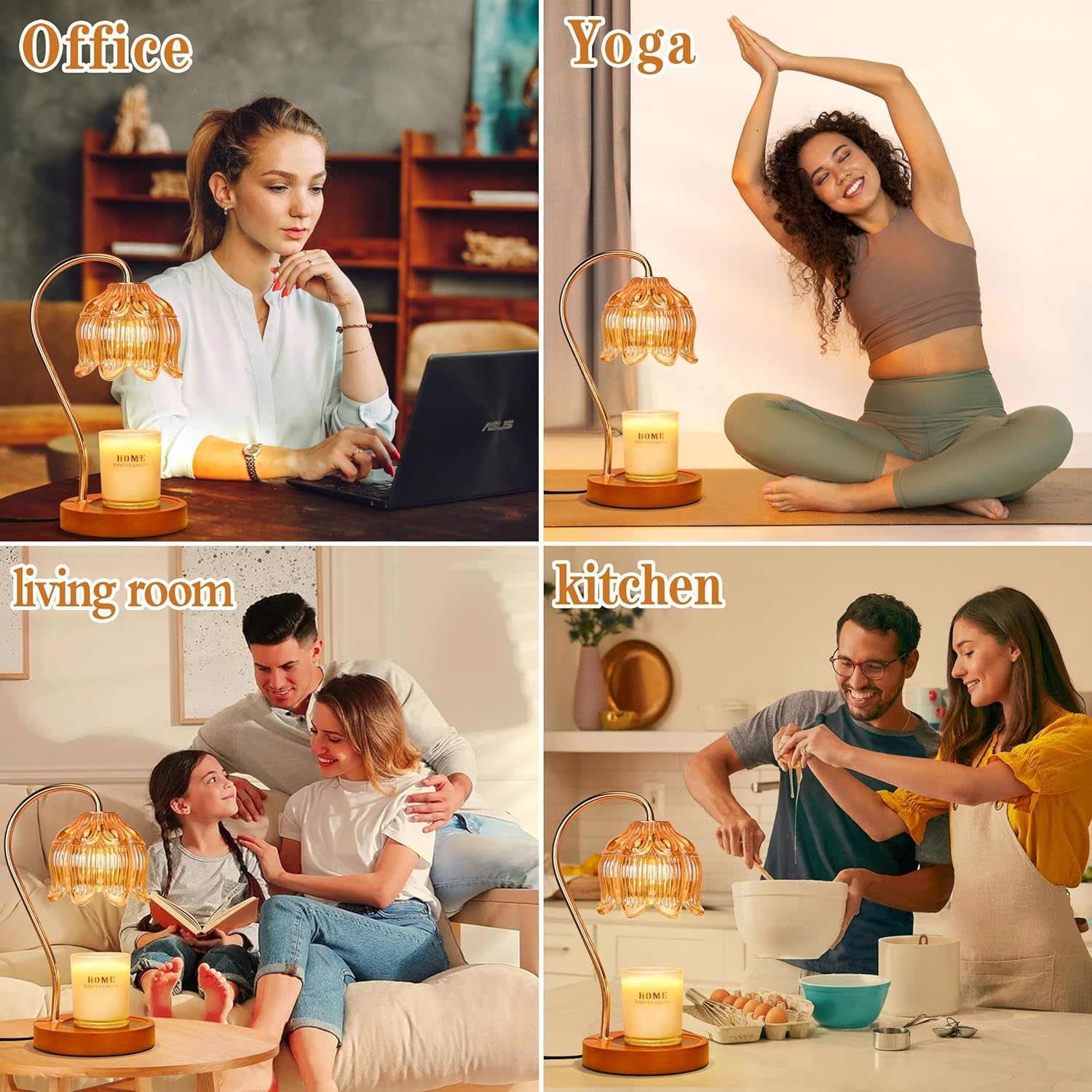 TEHALK Candle Warmer Lamp with Timer Dimmer,Electric Candle Warmer, Vintage Flower Lotus Lamp,Compatible with Various Candles, Gifts for Mom Women,Candle Lamp for Bedroom Home Decor (Flower Lamp)