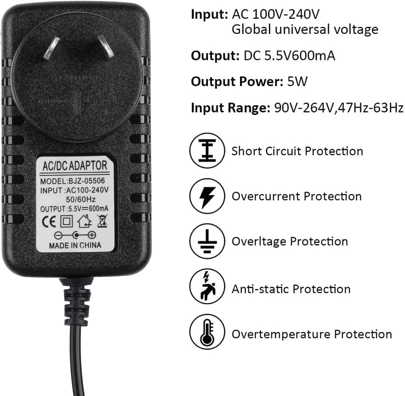 Charger for Karcher Window Cleaner WV1 WV1 plus WV2 WV5 WV5 Premium WV60 WV70 WV75 WV50 Replacement 5.5V Plug for Window Vacuum Cleaner Power Supply